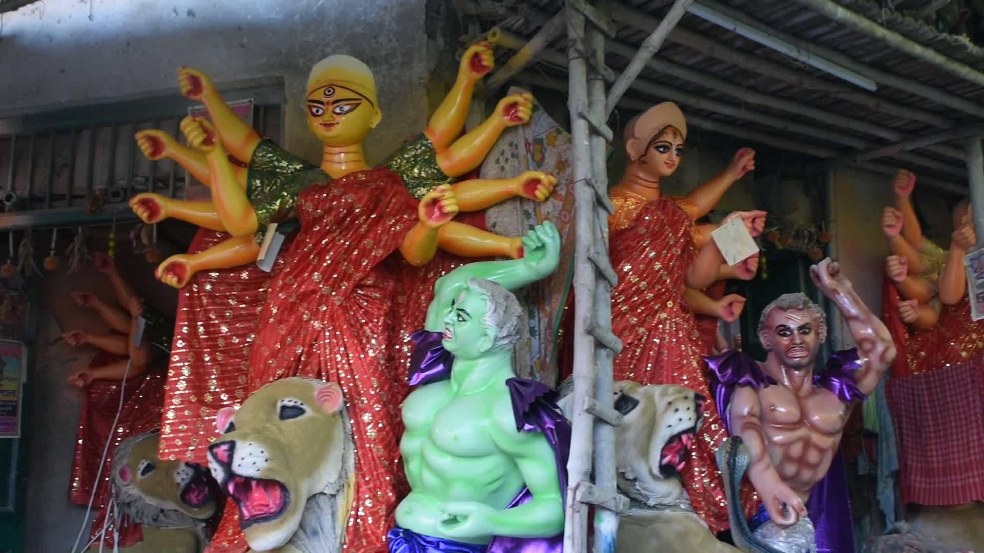 Preparation for Durga puja festival in Kolkata.