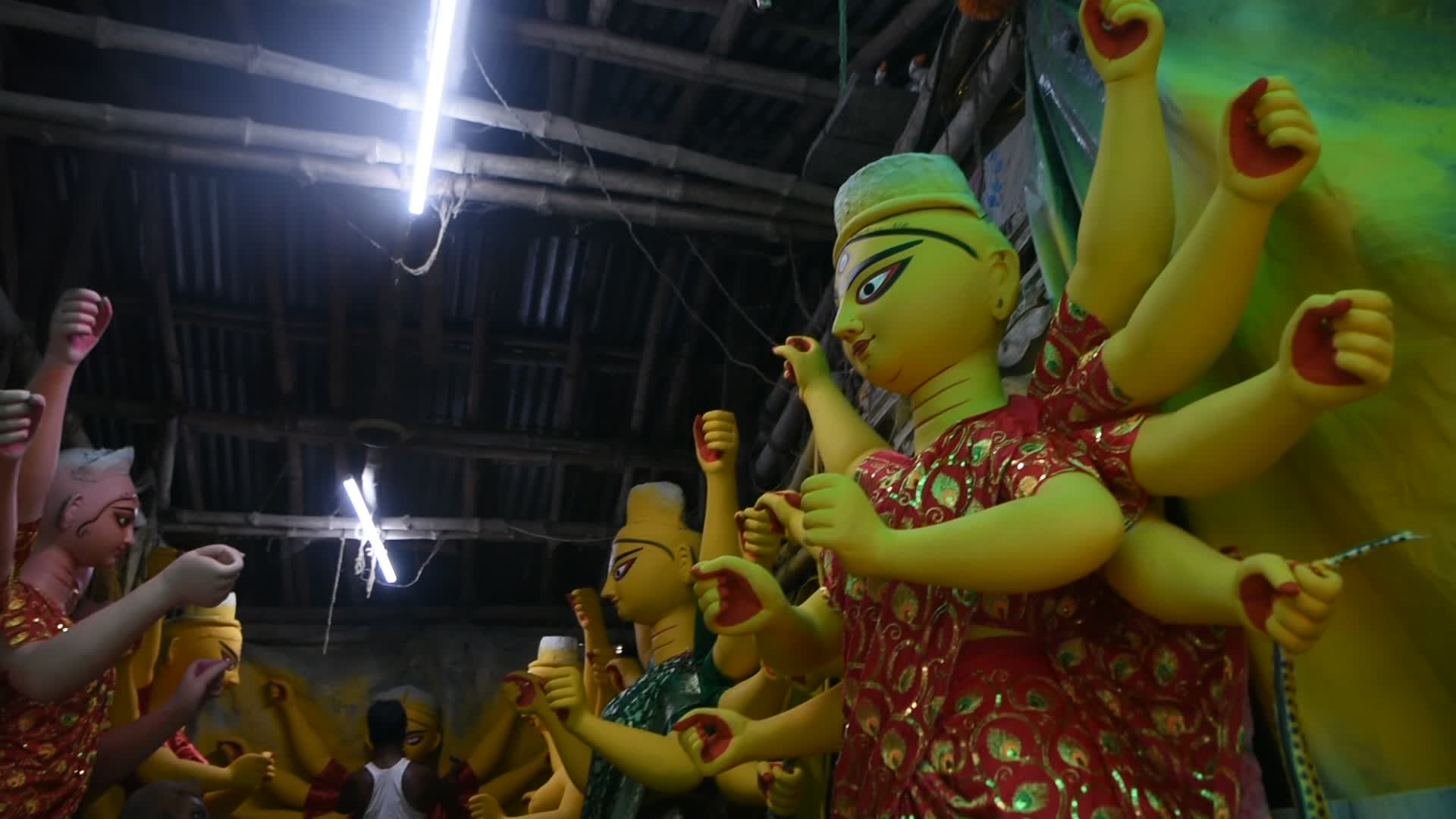Preparation for Durga puja festival in Kolkata.
