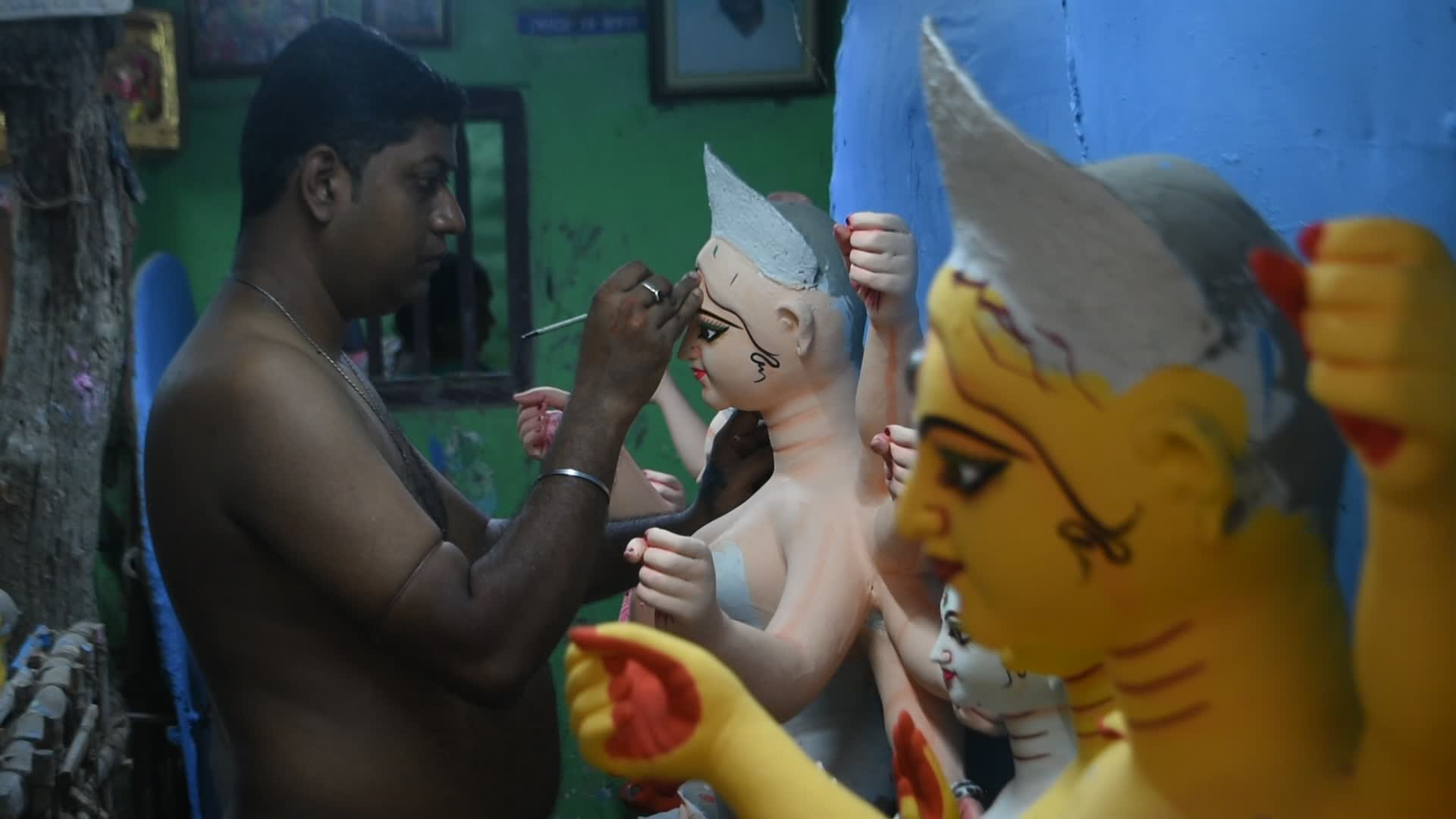 Preparation for Durga puja festival in Kolkata.