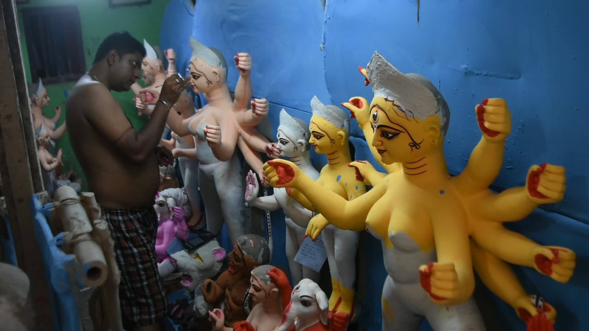 Preparation for Durga puja festival in Kolkata.