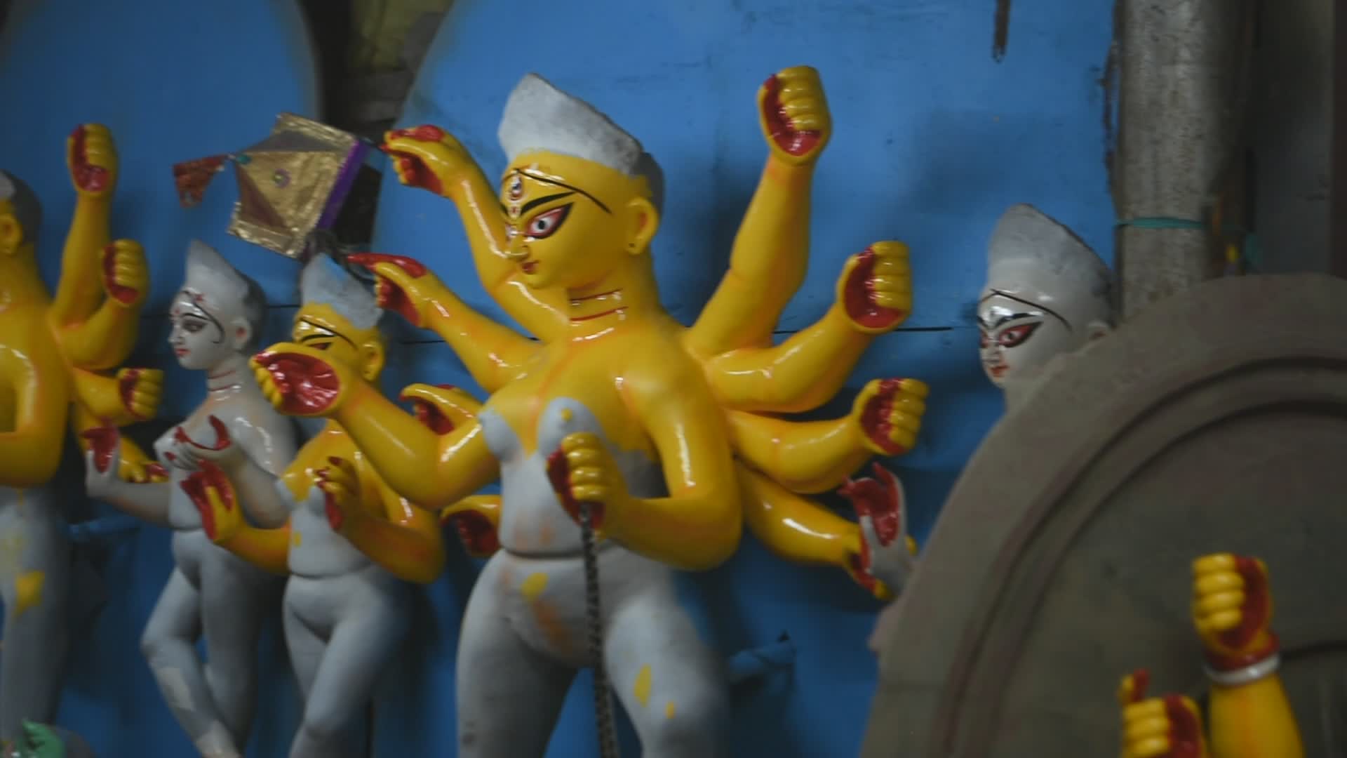 Preparation for Durga puja festival in Kolkata.