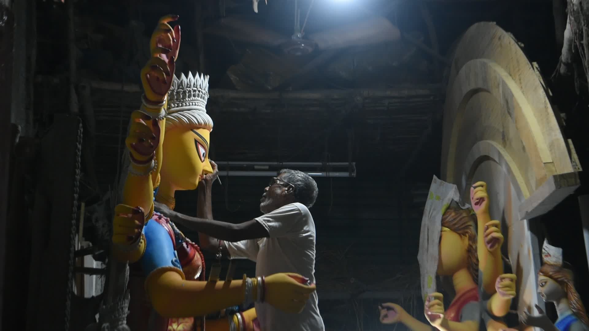Preparation for Durga puja festival in Kolkata.