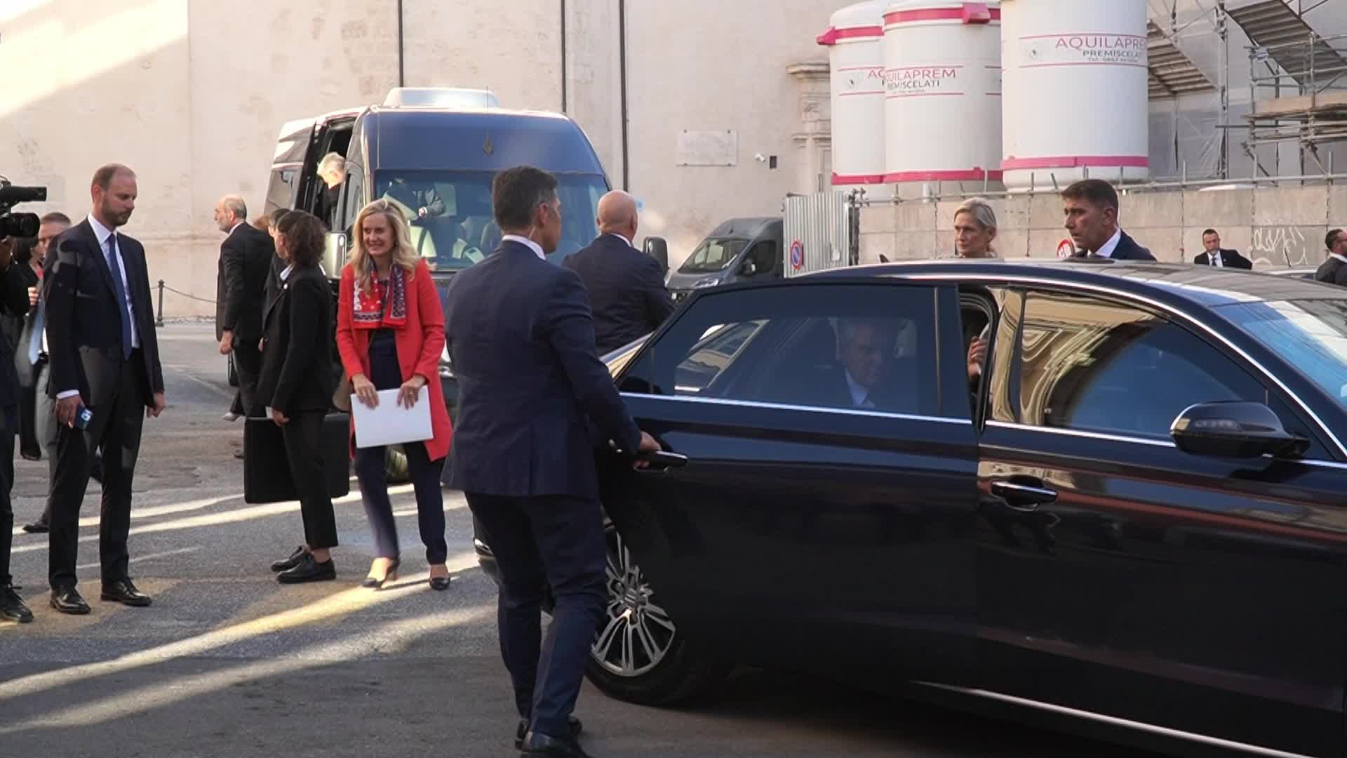 The President of the Italian Republic Sergio Mattarella In L'Aquila