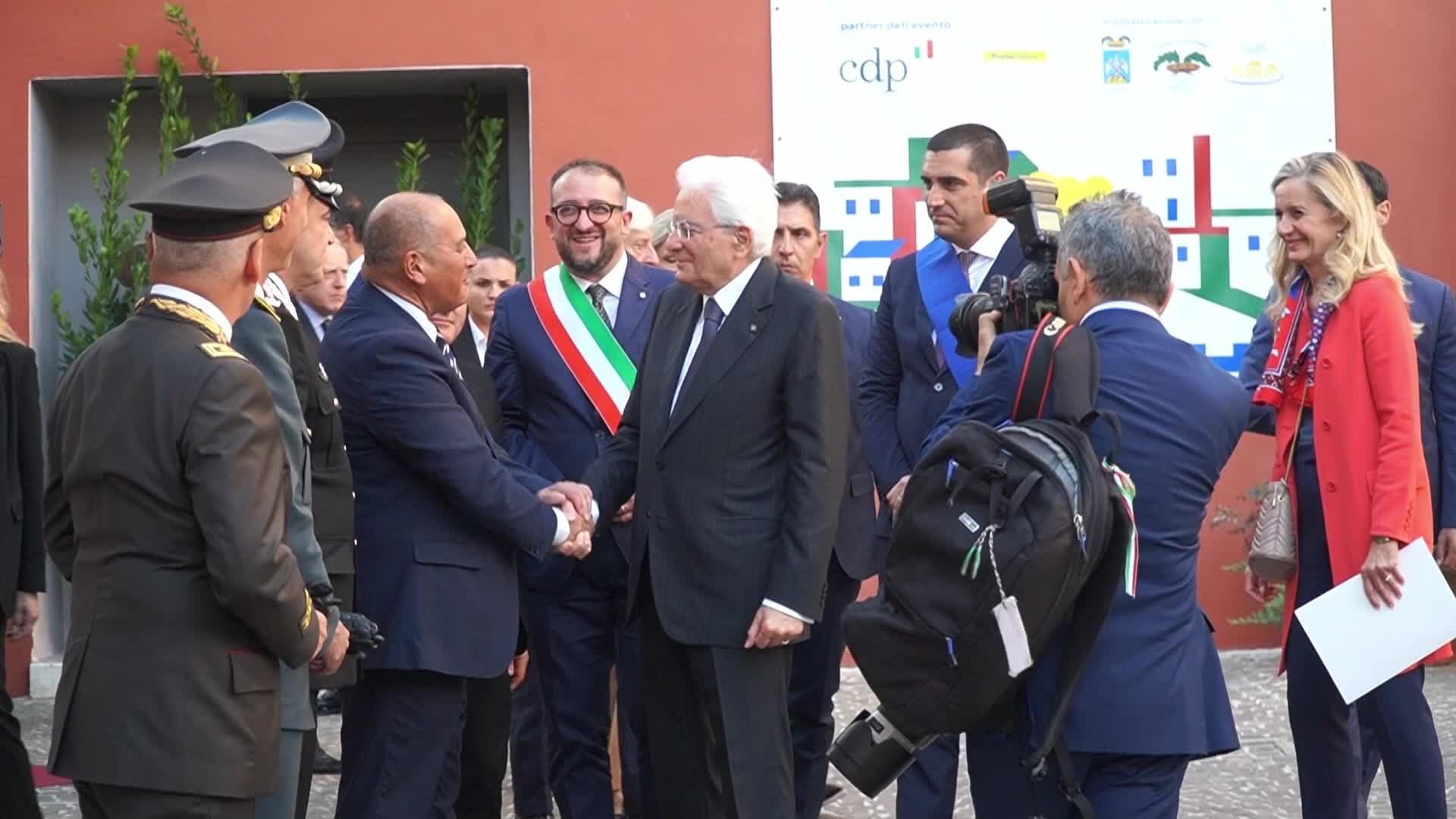 The President of the Italian Republic Sergio Mattarella In L'Aquila