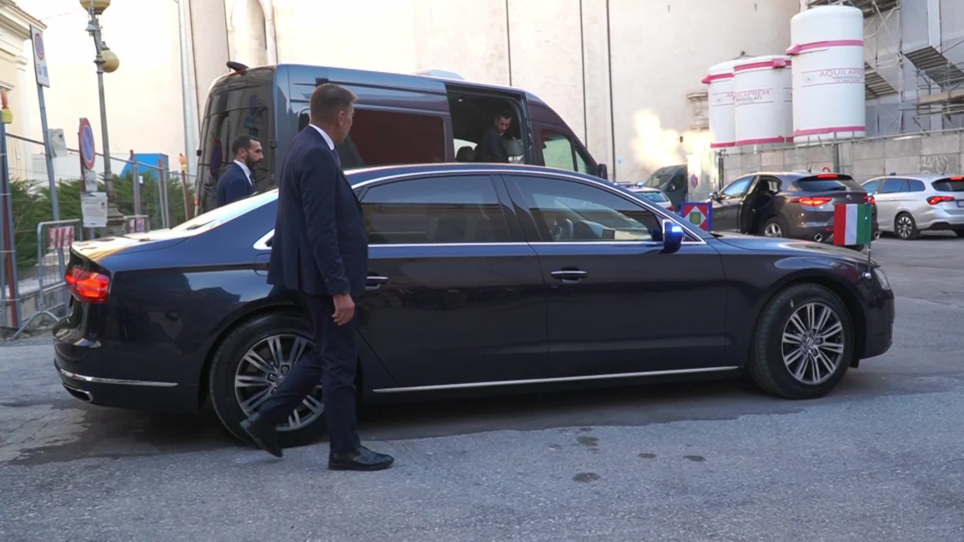 The President of the Italian Republic Sergio Mattarella In L'Aquila