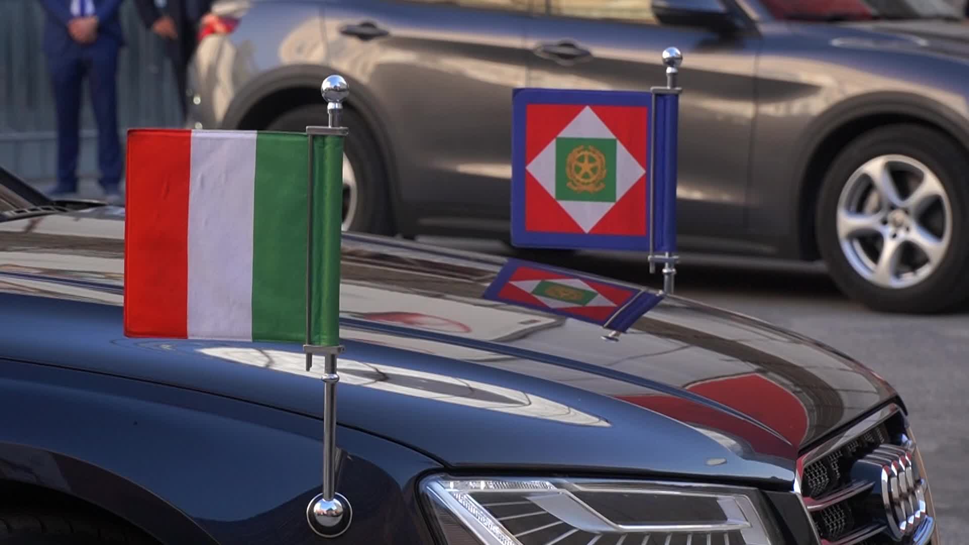 The President of the Italian Republic Sergio Mattarella In L'Aquila