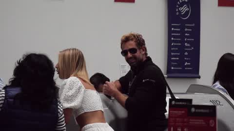 Irina Baeva and Gabriel Soto in Mexico City Airport