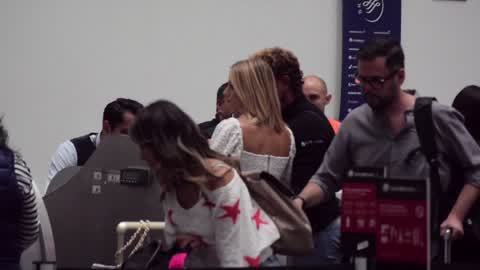 Irina Baeva and Gabriel Soto in Mexico City Airport