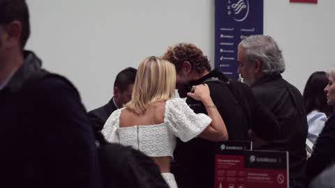 Irina Baeva and Gabriel Soto in Mexico City Airport