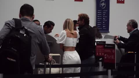 Irina Baeva and Gabriel Soto in Mexico City Airport