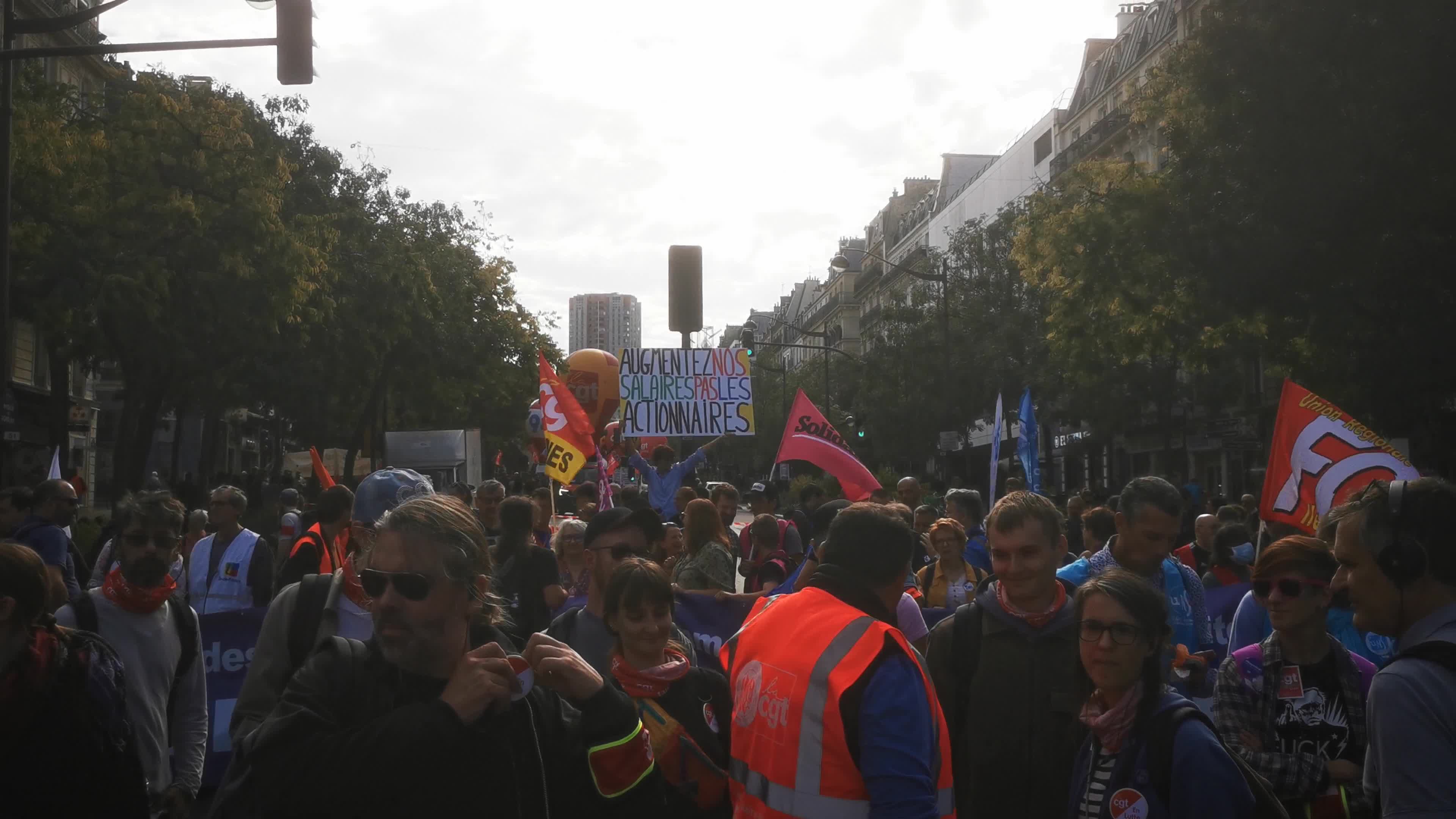 Nationwide day of strike called by France's inter-unions representatives in Paris