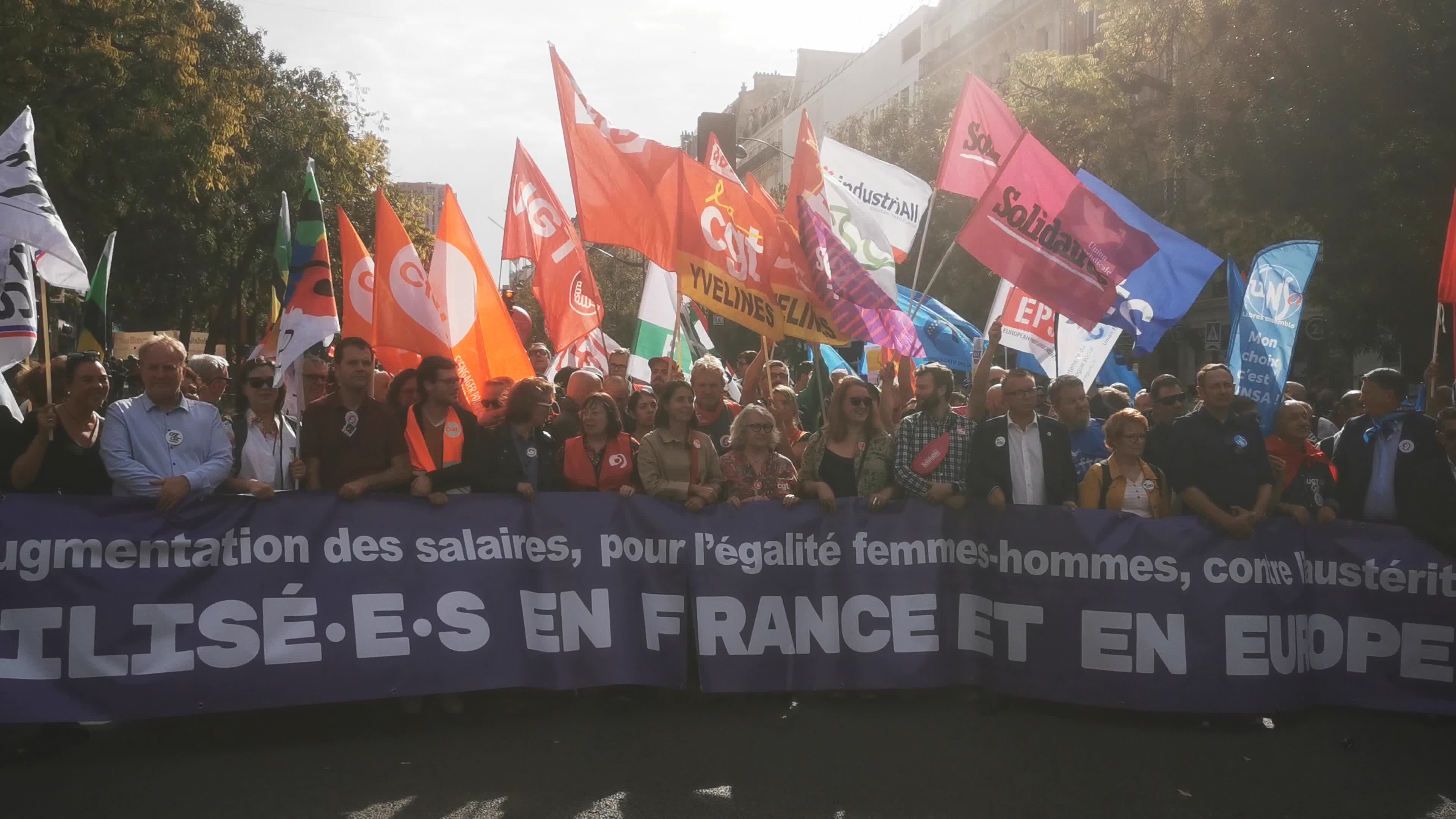 Nationwide day of strike called by France's inter-unions representatives in Paris