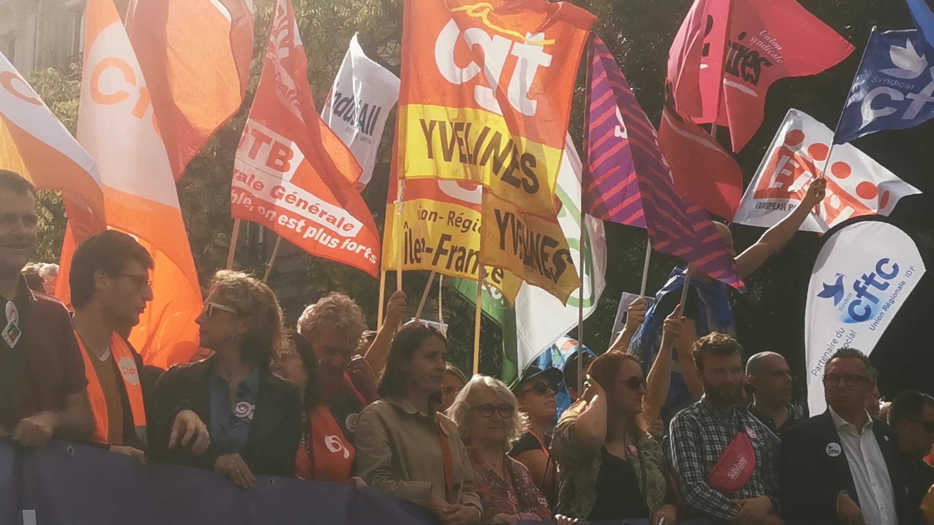 Nationwide day of strike called by France's inter-unions representatives in Paris