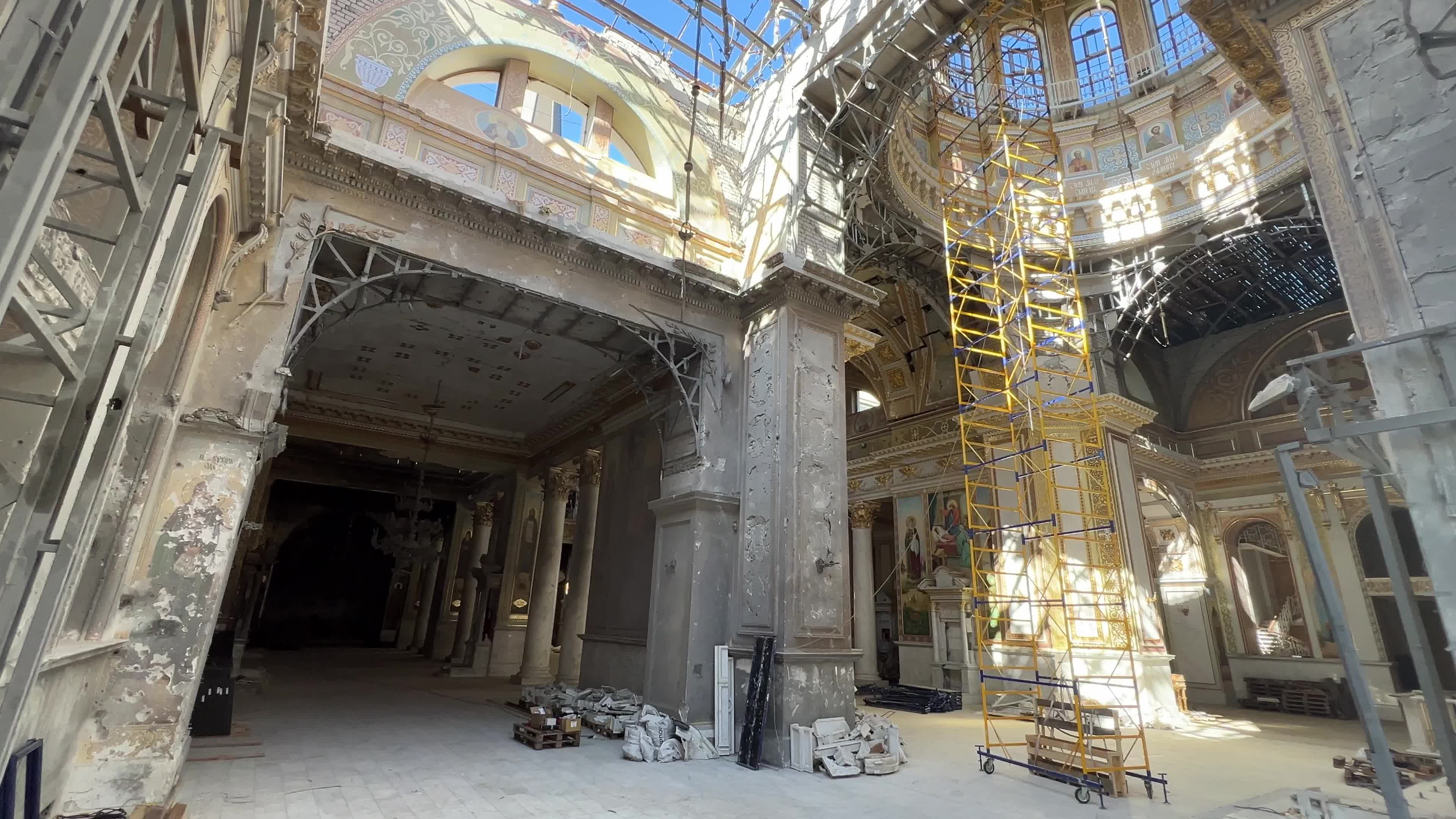 Transfiguration Cathedral damaged during a Russian missile strike in Odesa