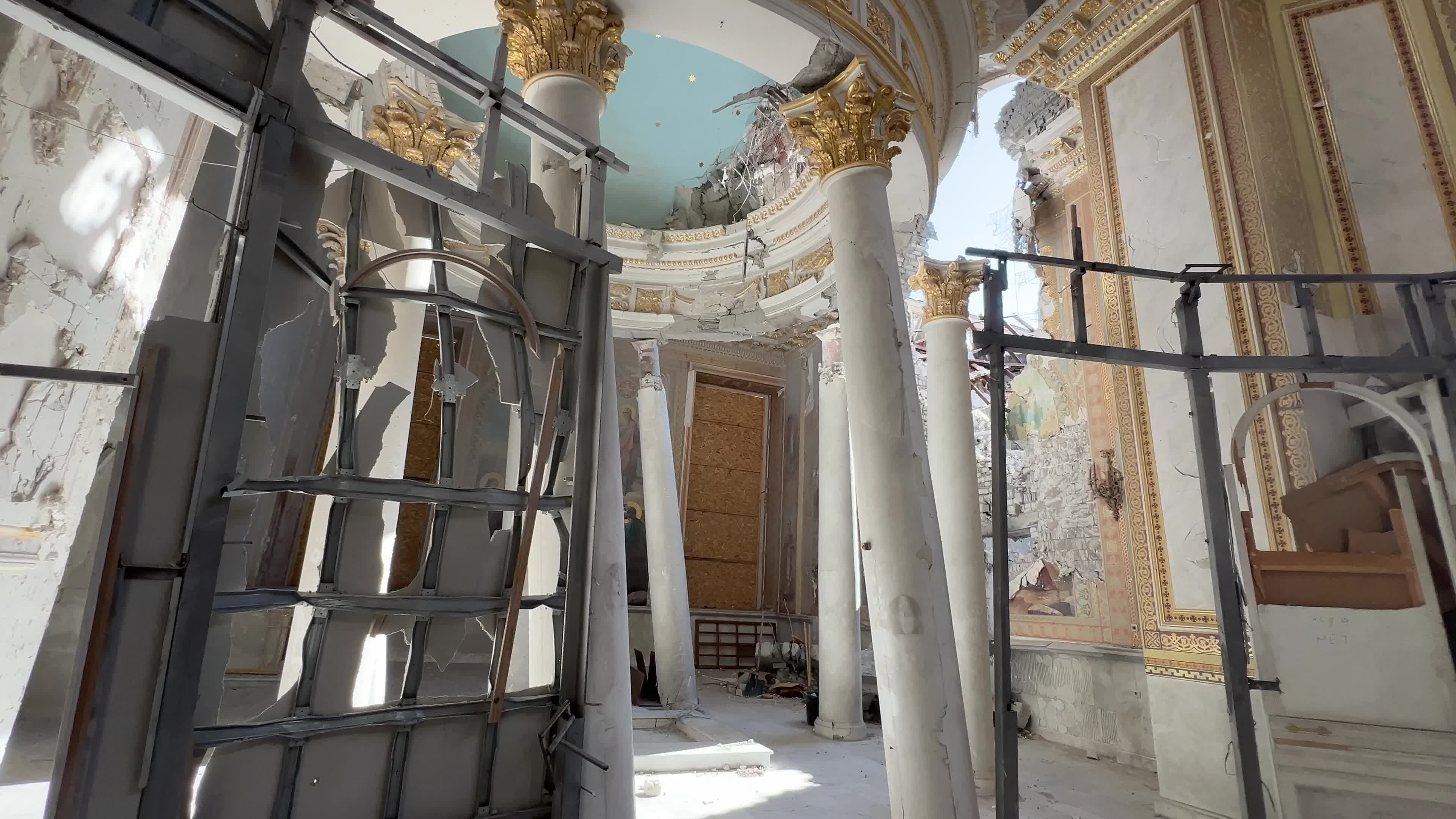 Transfiguration Cathedral damaged during a Russian missile strike in Odesa