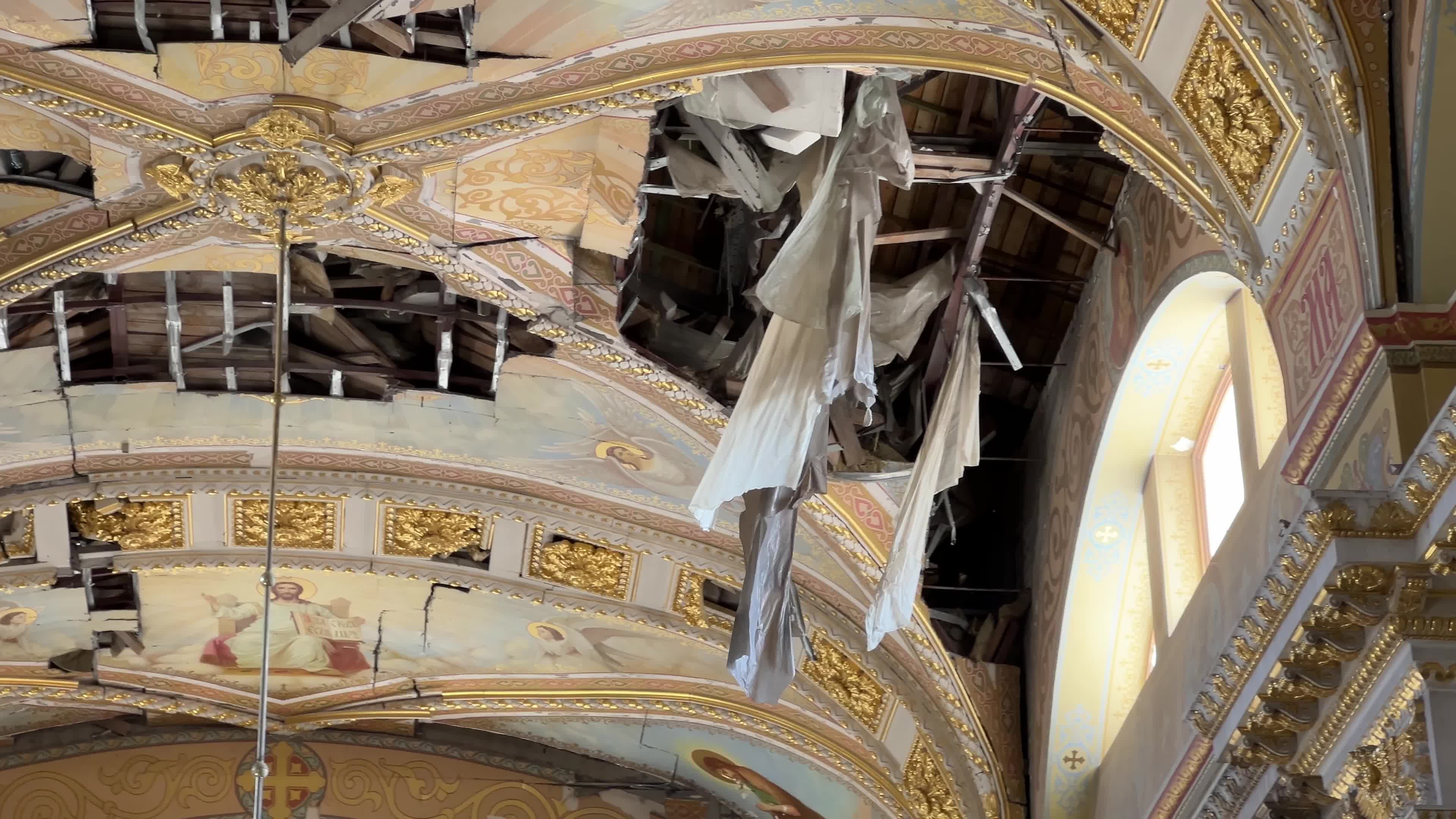 Transfiguration Cathedral damaged during a Russian missile strike in Odesa
