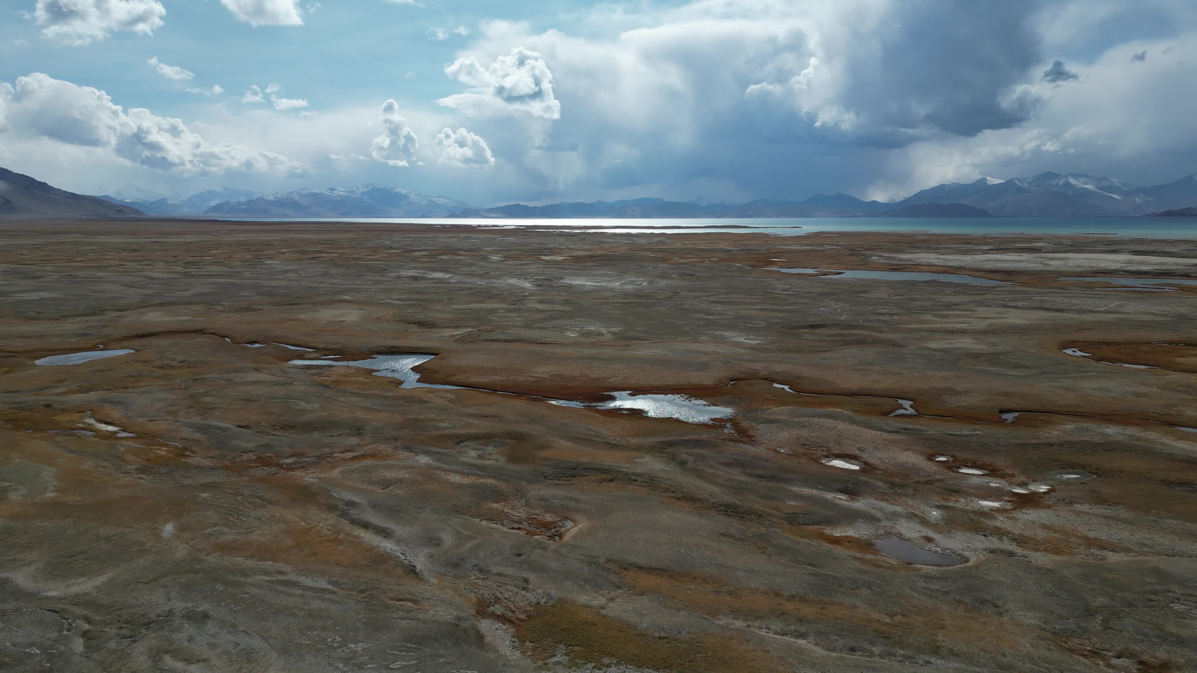 Drone video of Karakul lake in Tajikistan