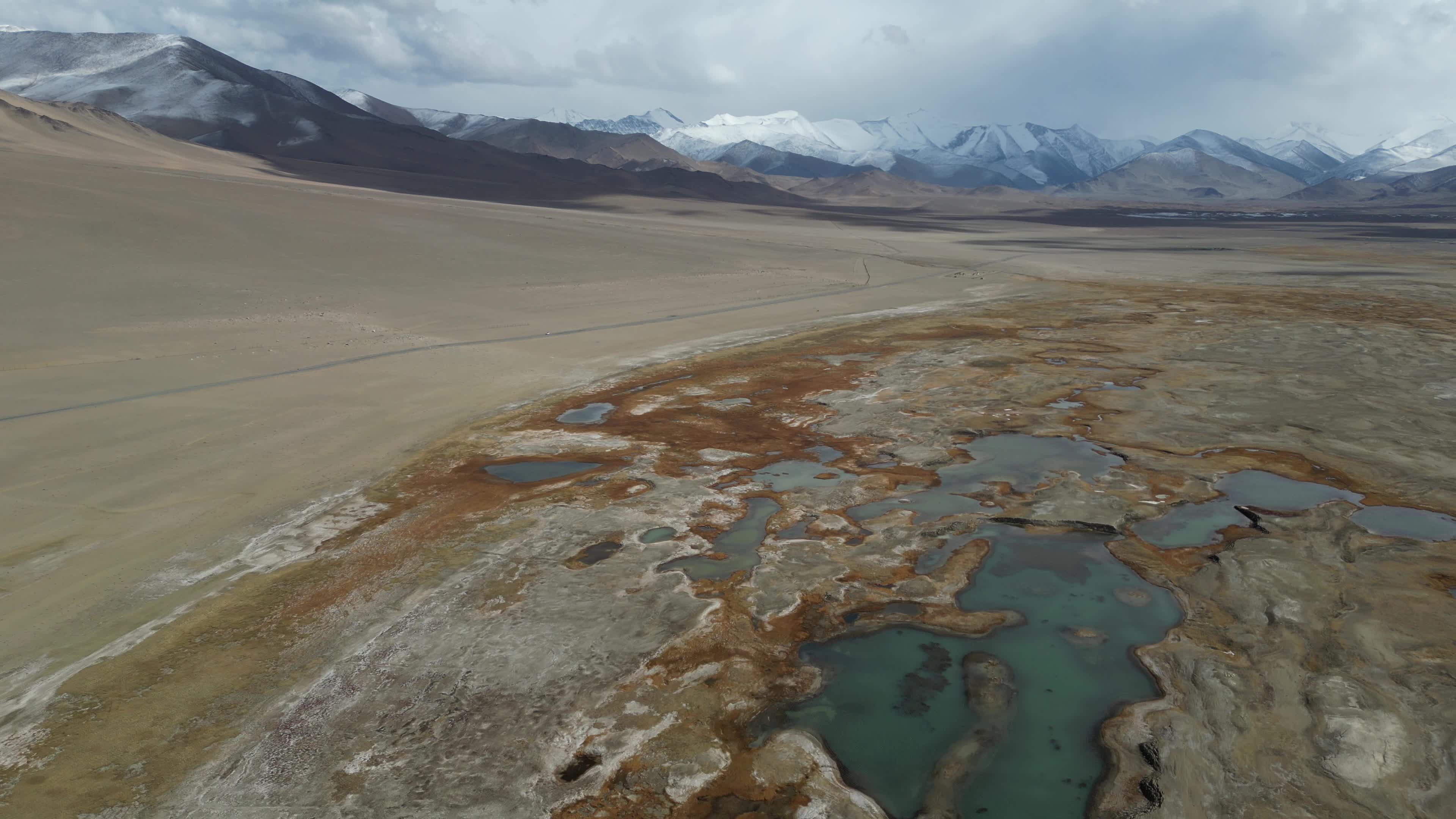 Drone video of Karakul lake in Tajikistan