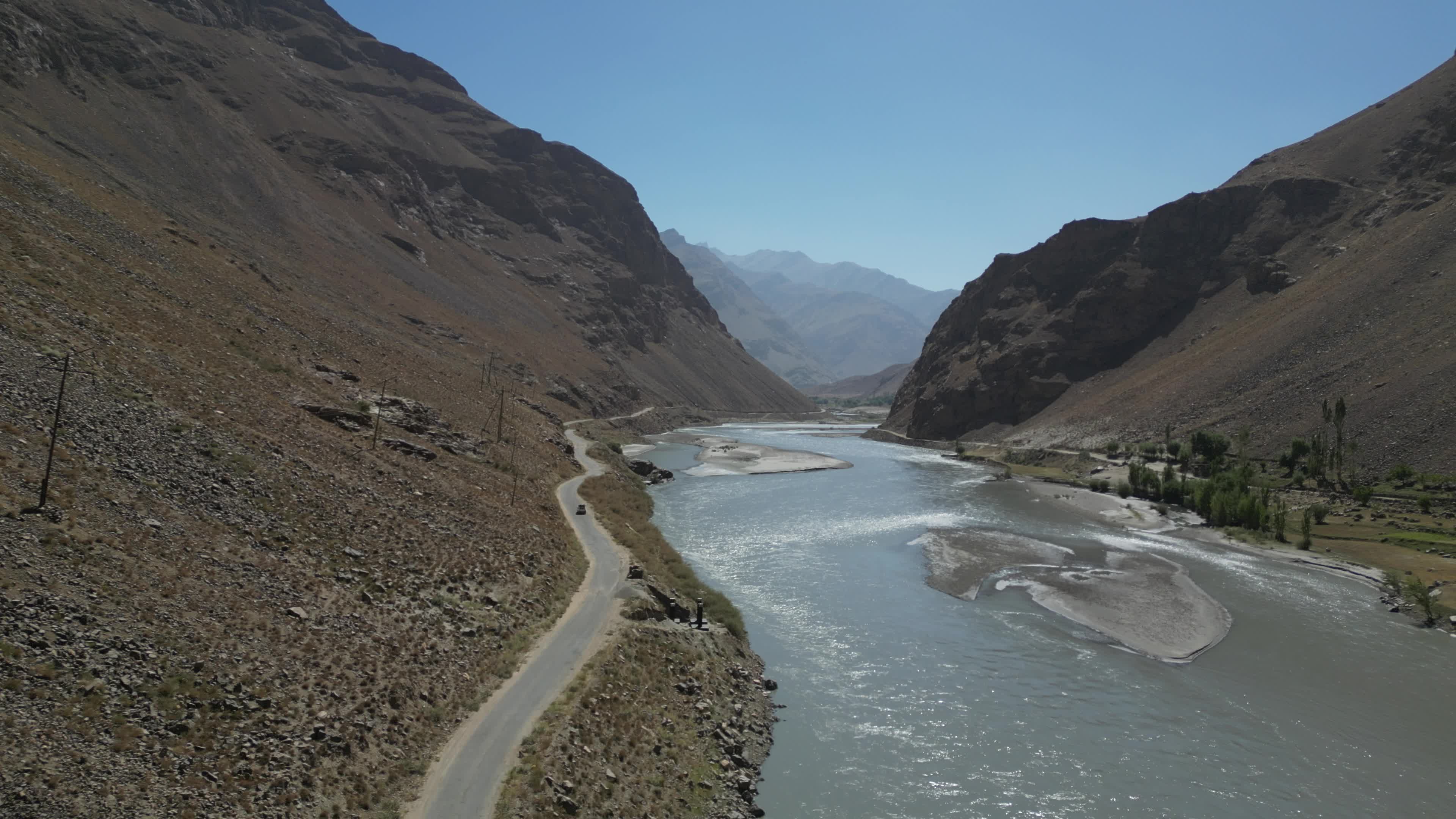 Drone videos of the river panj 