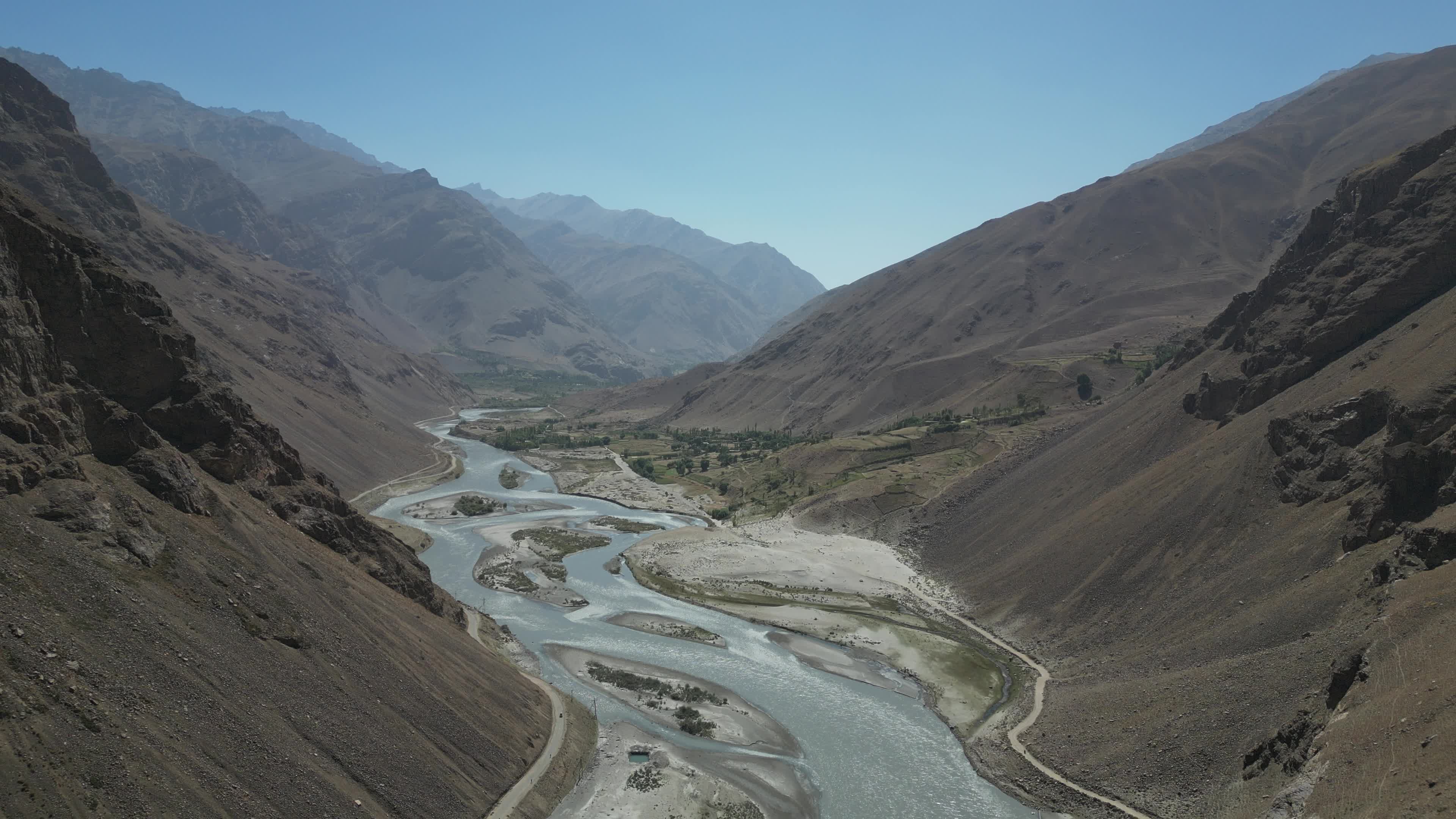 Drone videos of the river panj 