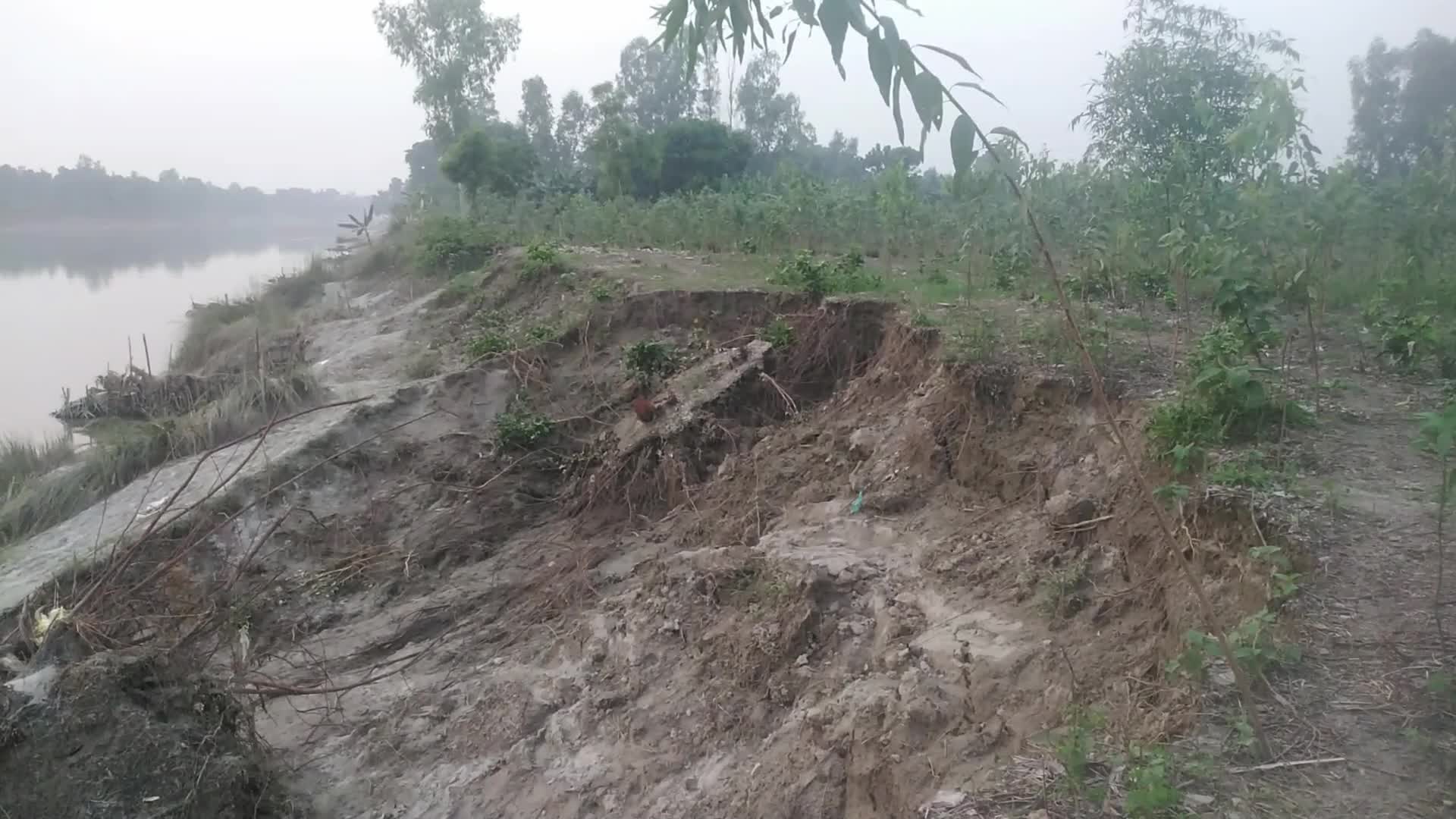 River Erosion of Atrai River in Naogaon, Bangladesh