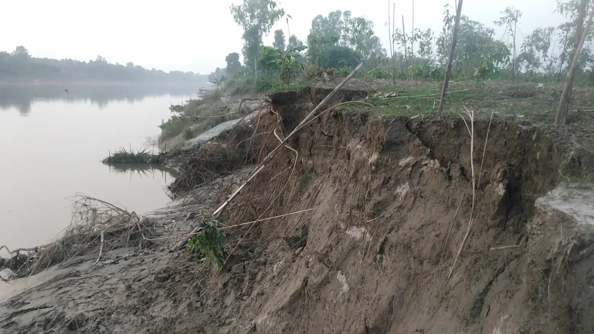River Erosion of Atrai River in Naogaon, Bangladesh