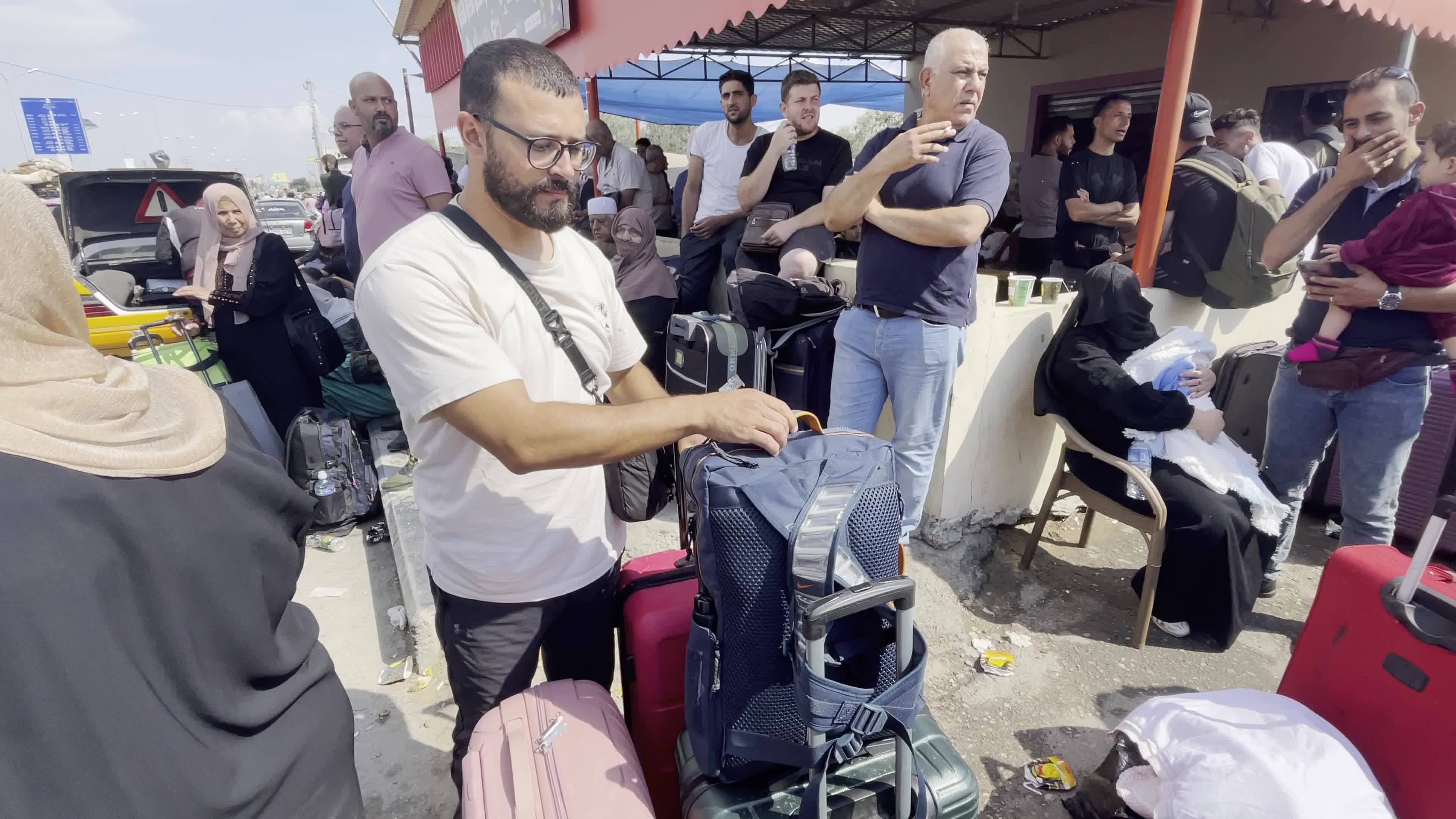 People At Rafah Crossing In Gaza, Palestine