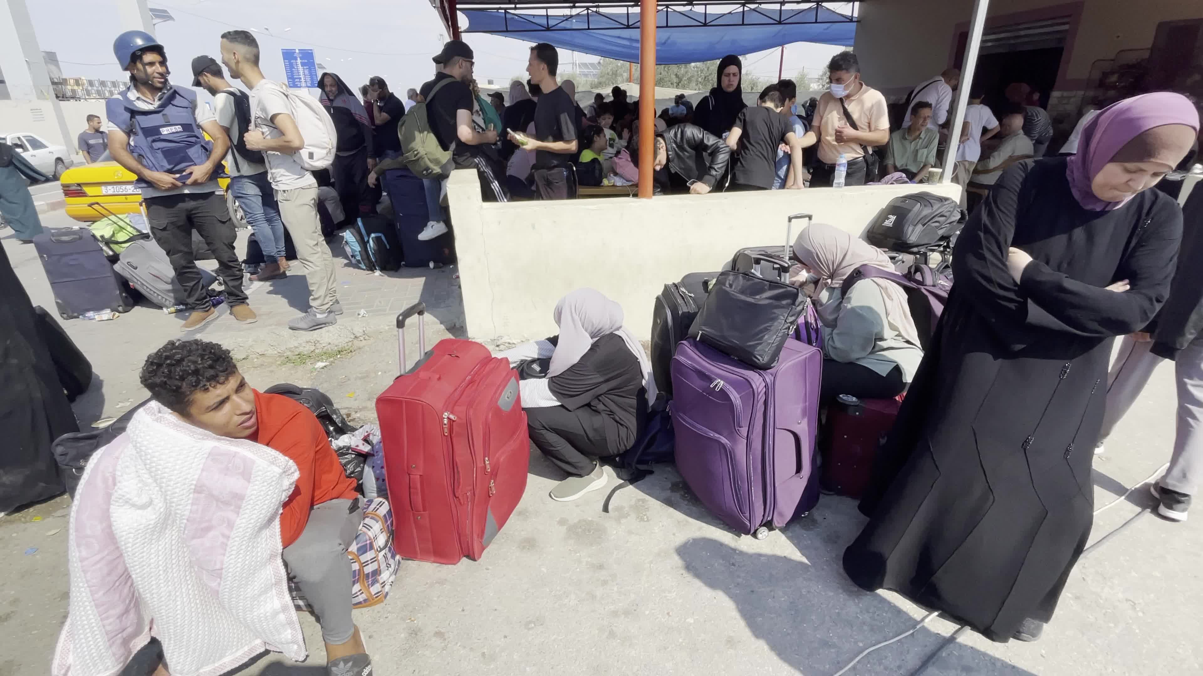 People At Rafah Crossing In Gaza, Palestine