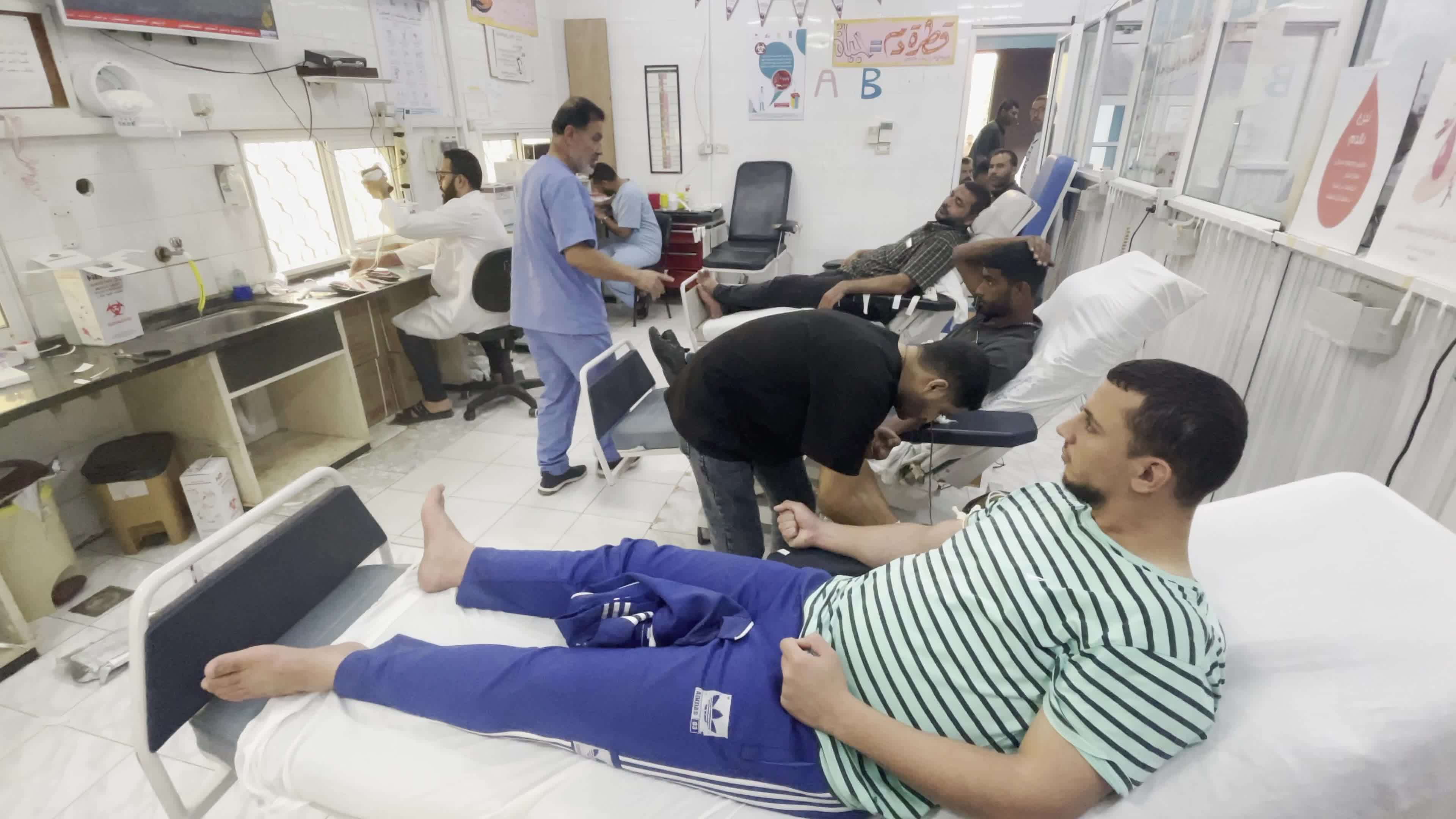 Blood donation At Al-Aqsa Hospital In Gaza, Palestine Amid Israel-Hamas War