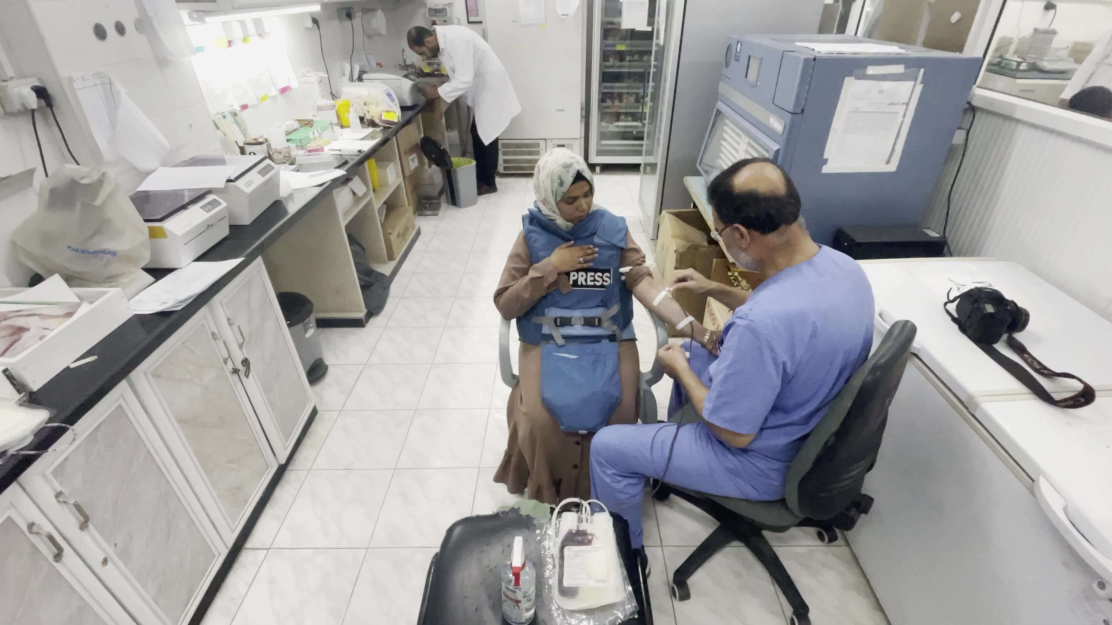 Blood donation At Al-Aqsa Hospital In Gaza, Palestine Amid Israel-Hamas War