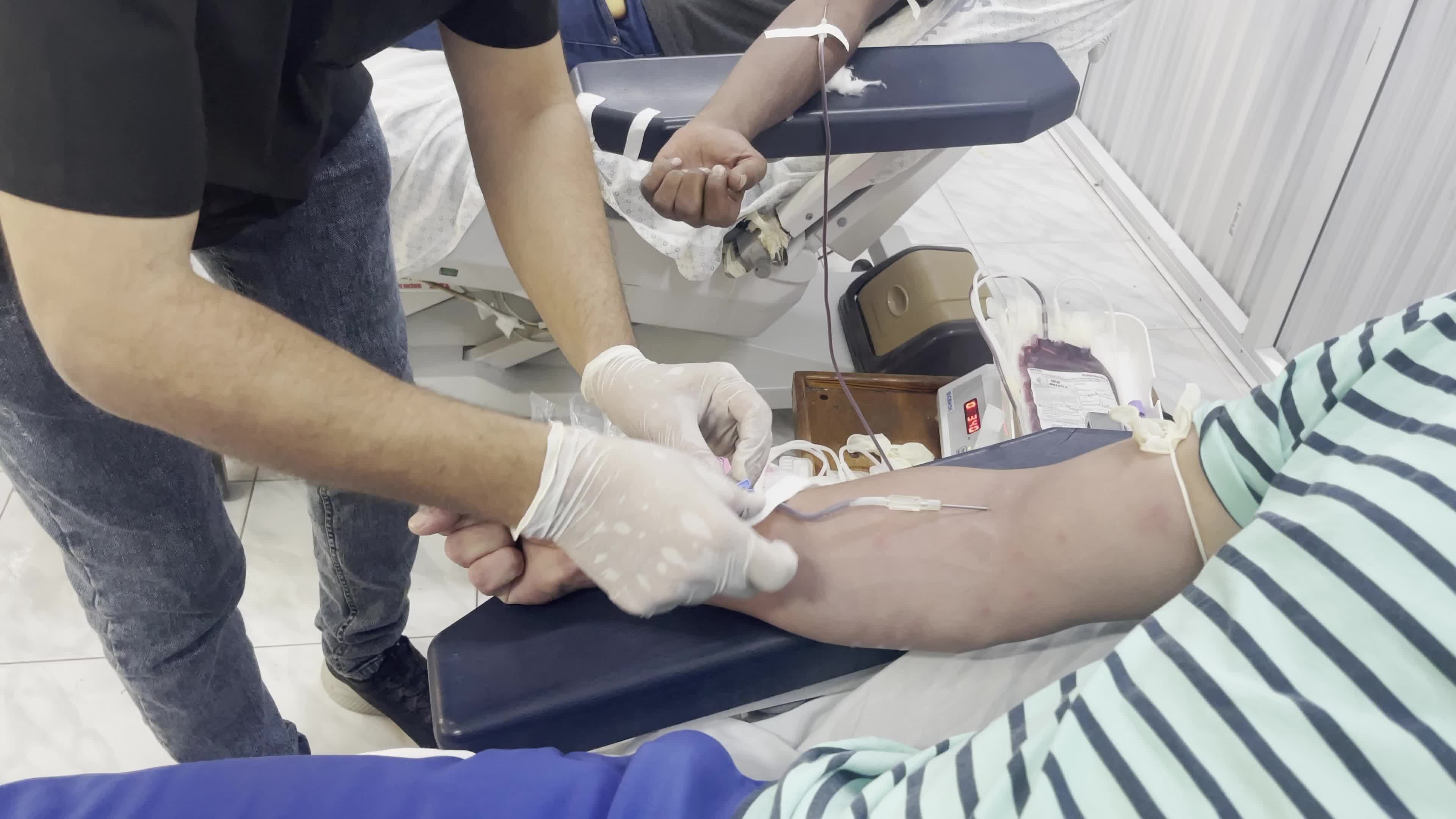 Blood donation At Al-Aqsa Hospital In Gaza, Palestine Amid Israel-Hamas War