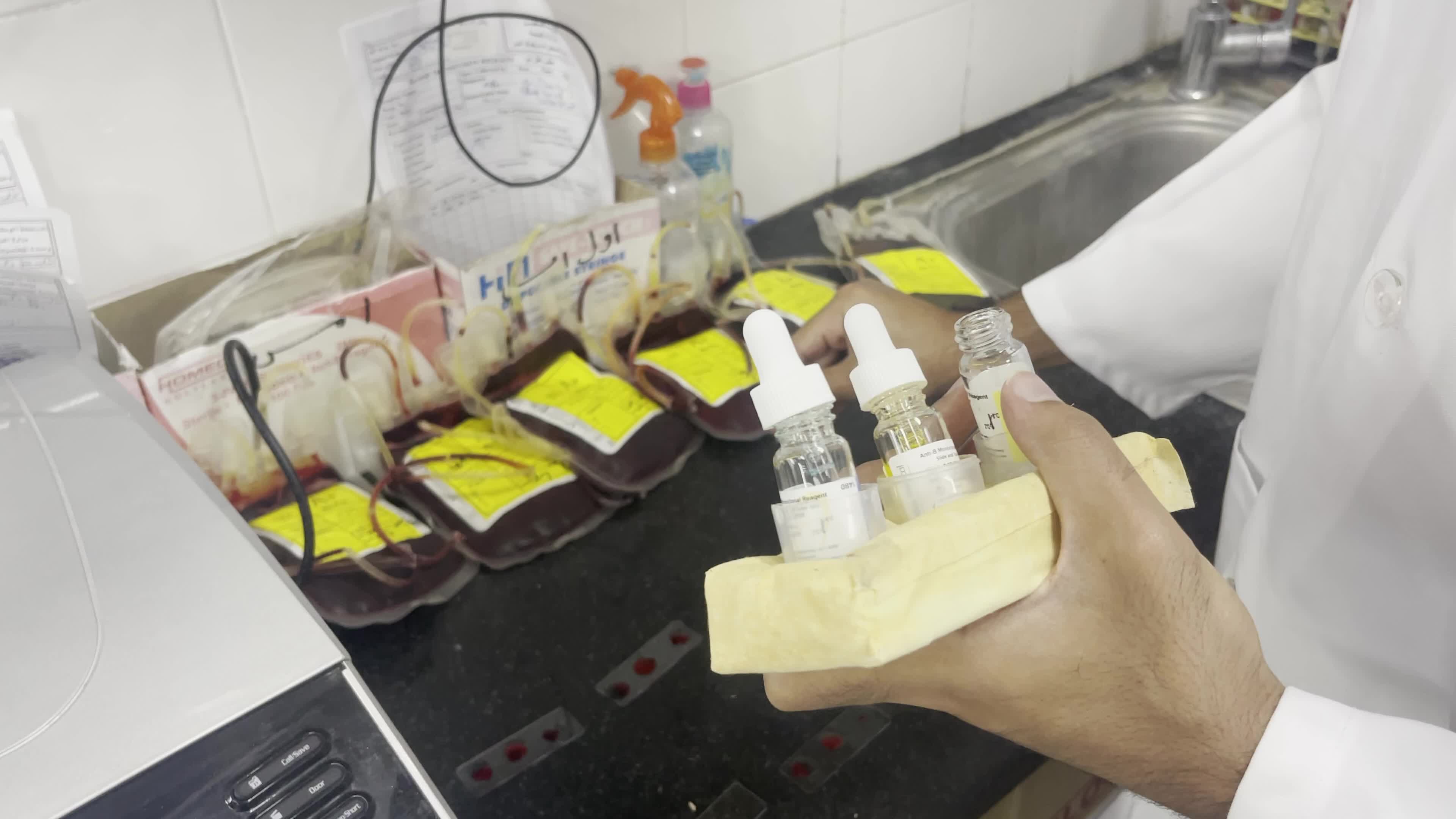 Blood donation At Al-Aqsa Hospital In Gaza, Palestine Amid Israel-Hamas War