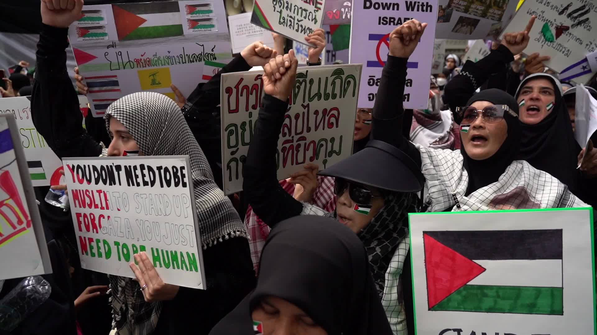 Pro-Palestinian Demonstration Outside Israel's Embassy In Bangkok.