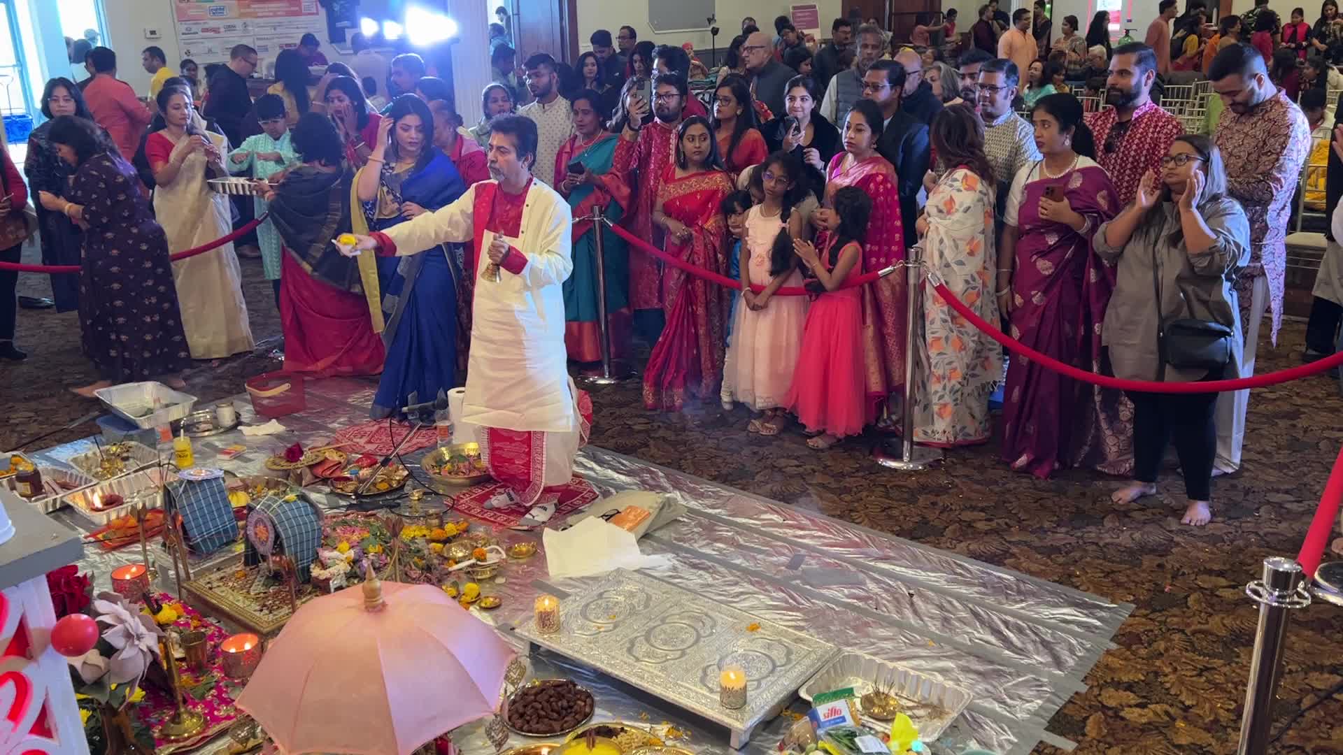 Bengali Hindus celebrate the Durga Puja festival