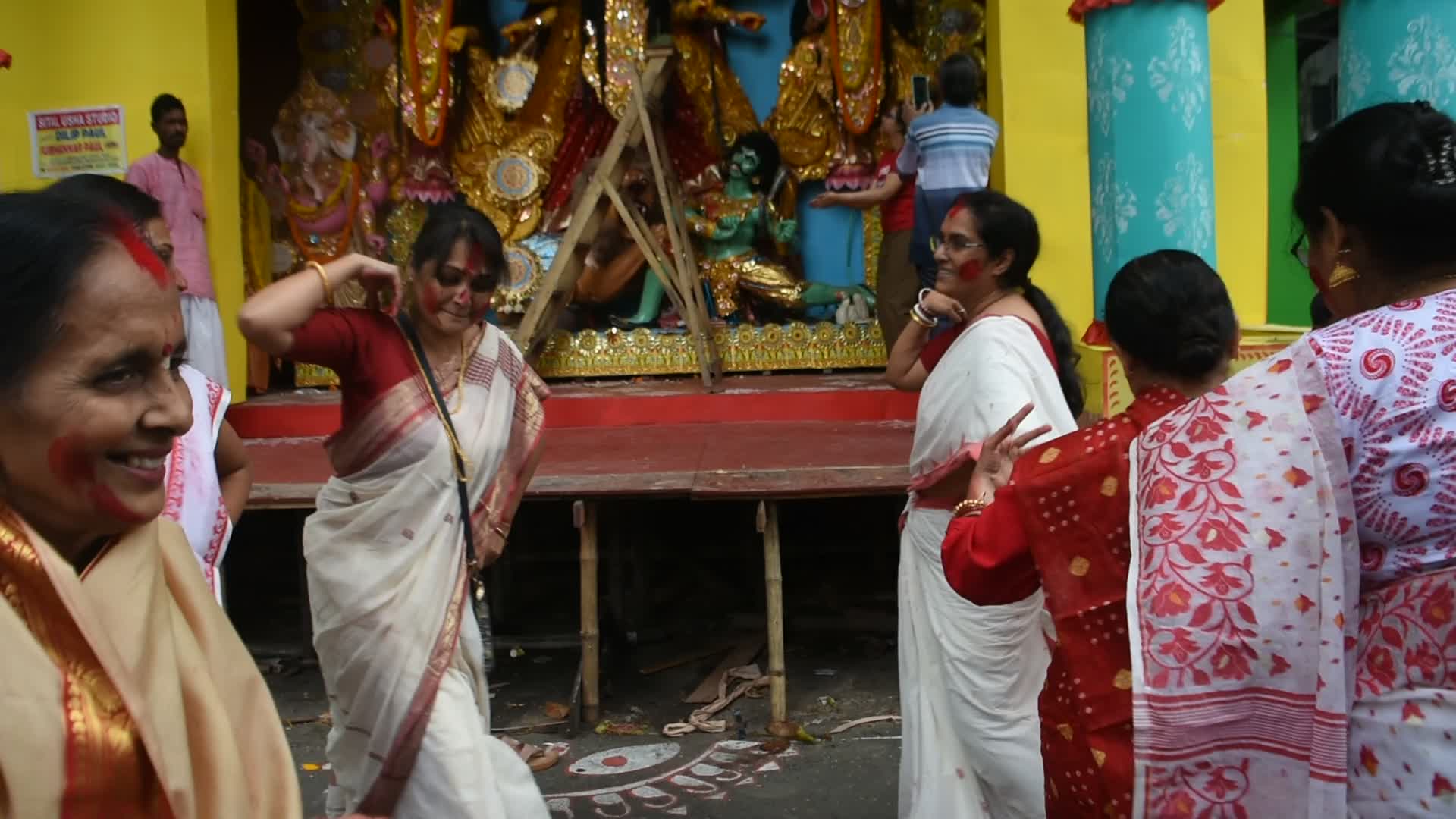 Last day of Durga puja festival in India.