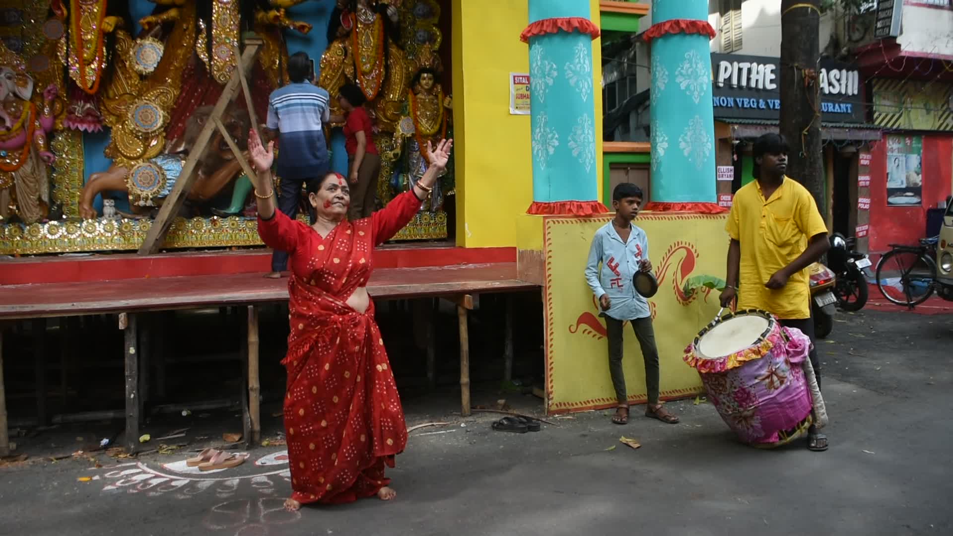 Last day of Durga puja festival in India.