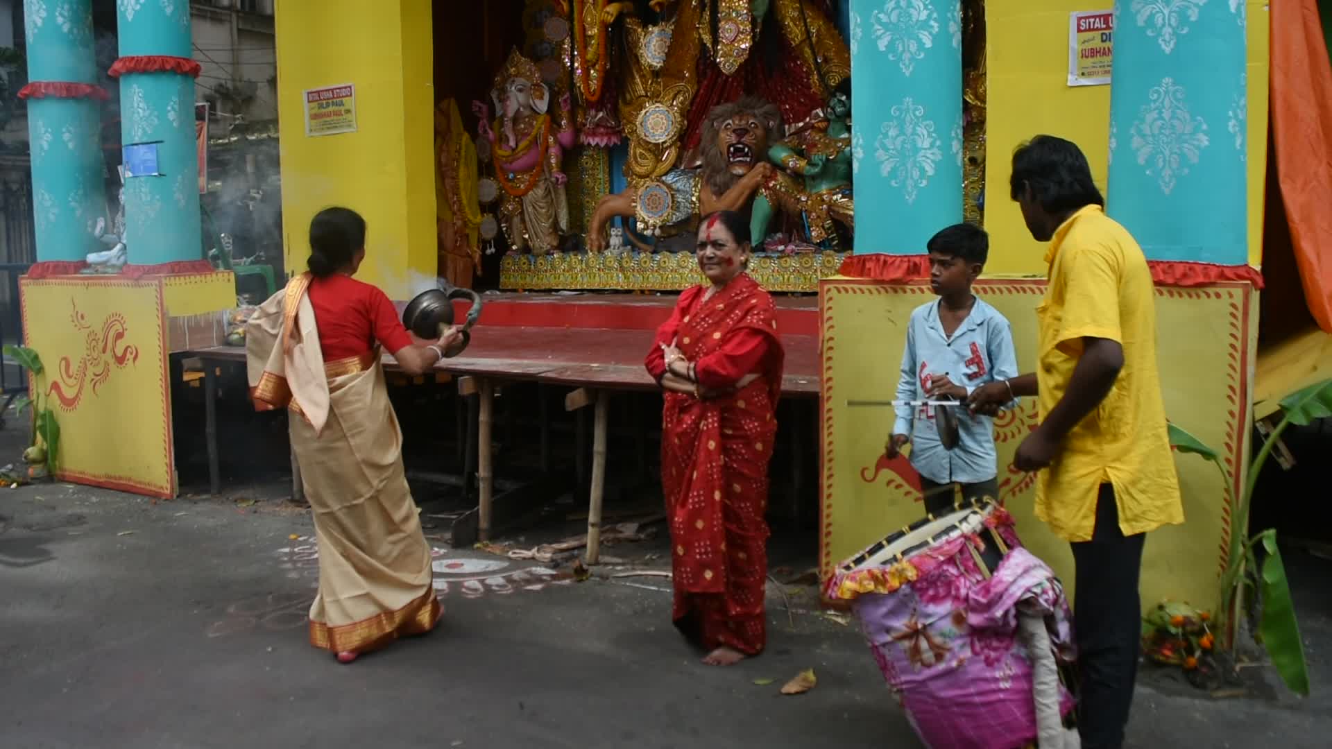 Last day of Durga puja festival in India.