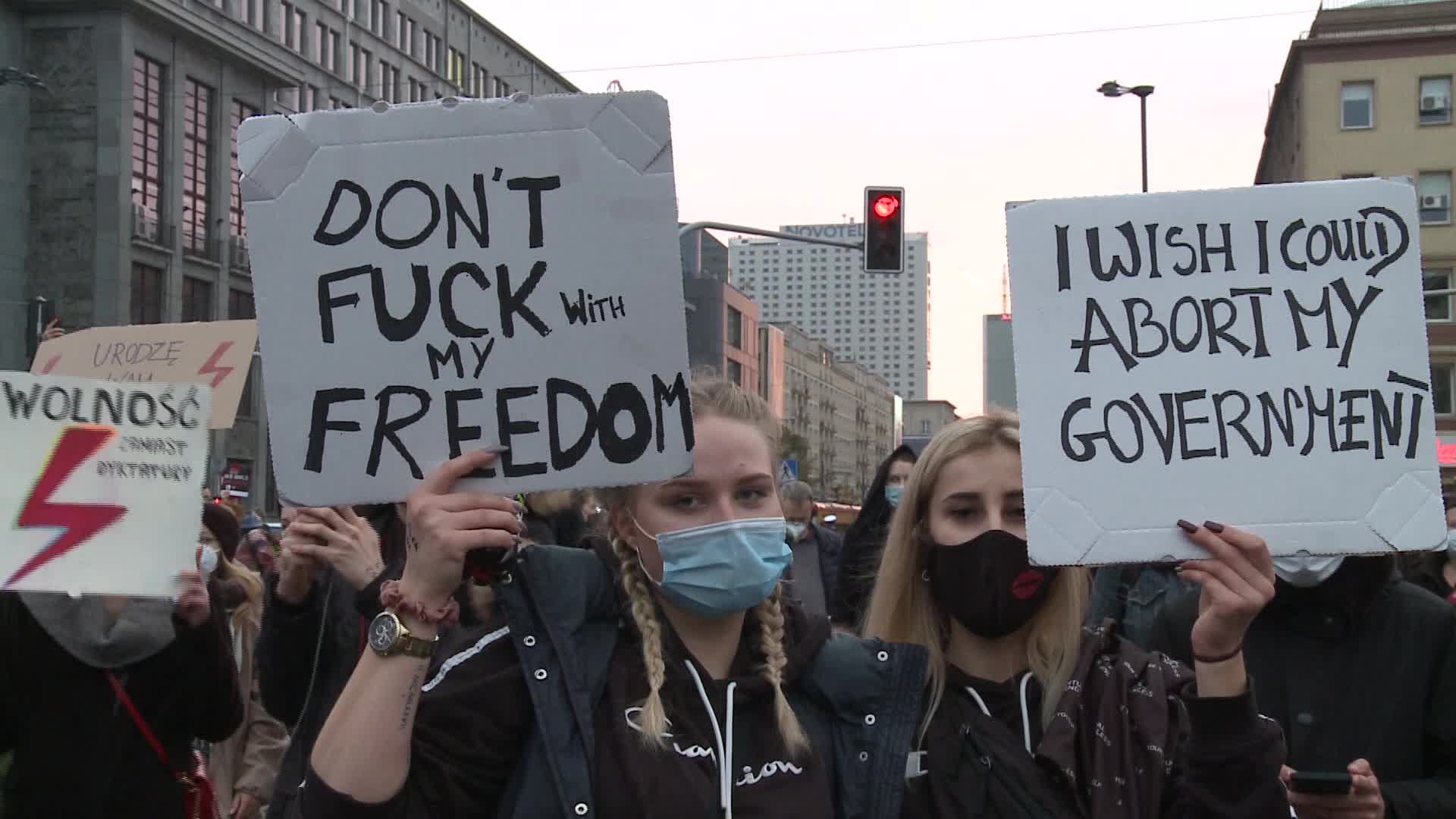 Demonstrators block traffic in Warsaw over near-total abortion ban