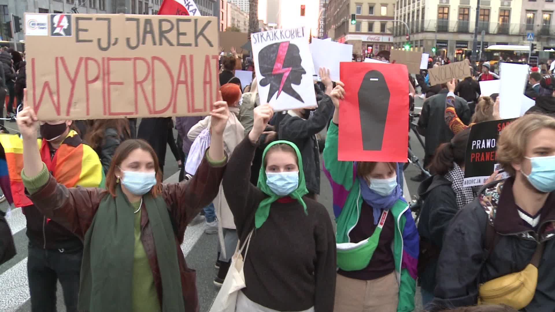 Demonstrators block traffic in Warsaw over near-total abortion ban