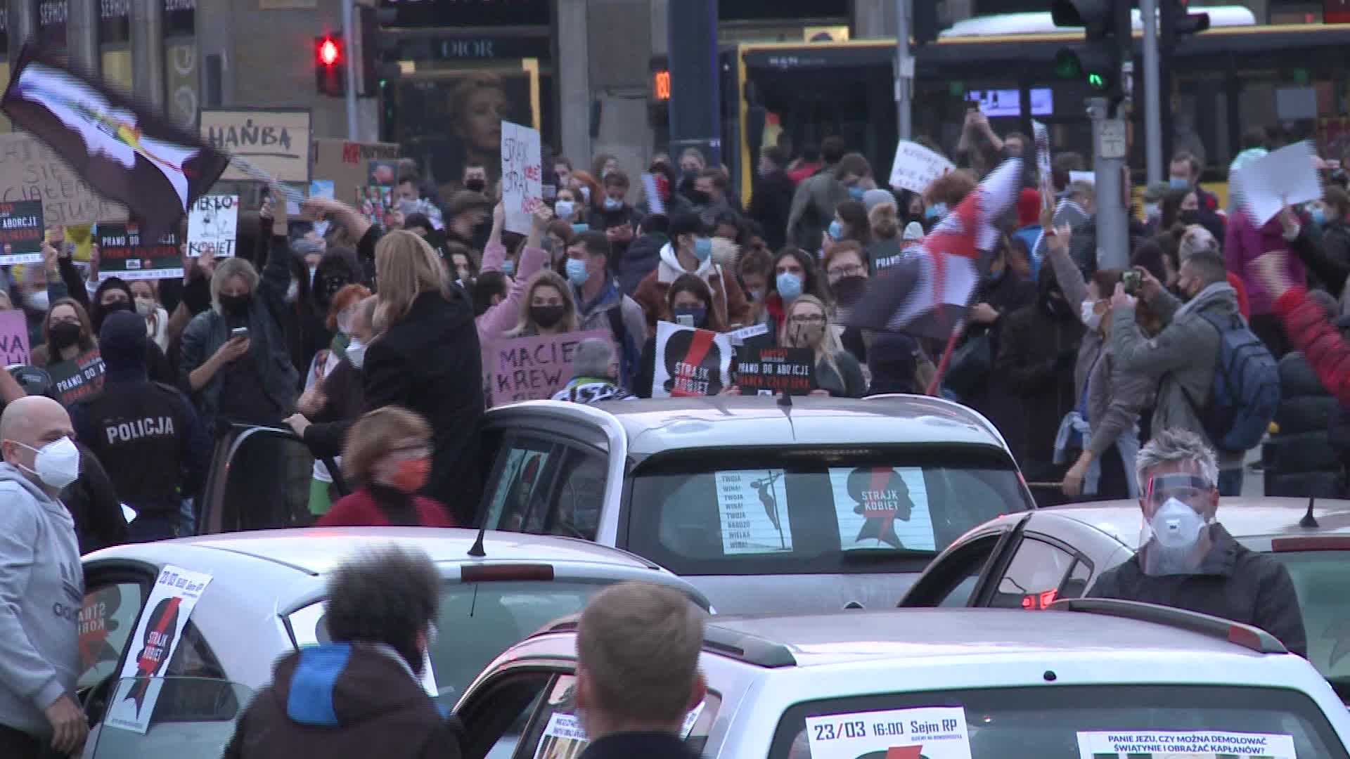 Demonstrators block traffic in Warsaw over near-total abortion ban