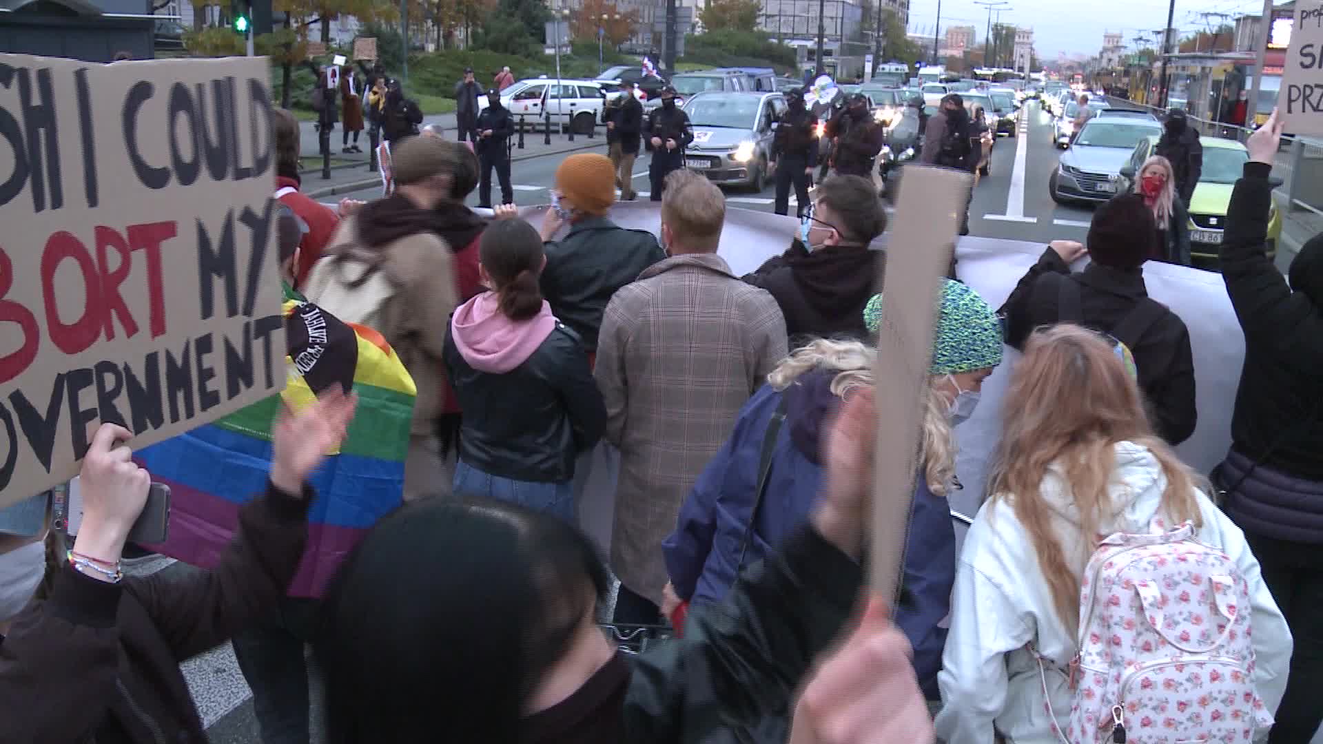 Demonstrators block traffic in Warsaw over near-total abortion ban
