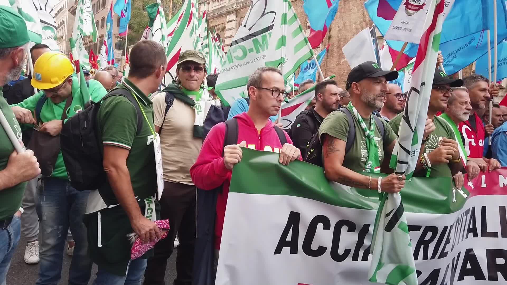 Demonstration of the workers of Acciaierie d'Italia ex Ilva.
