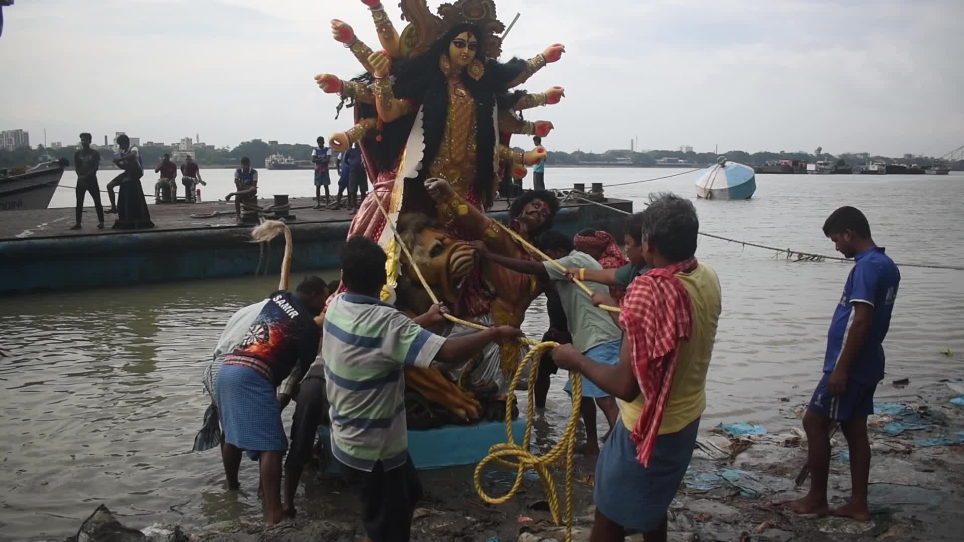 Durga Idol Immersion in Kolkata, India