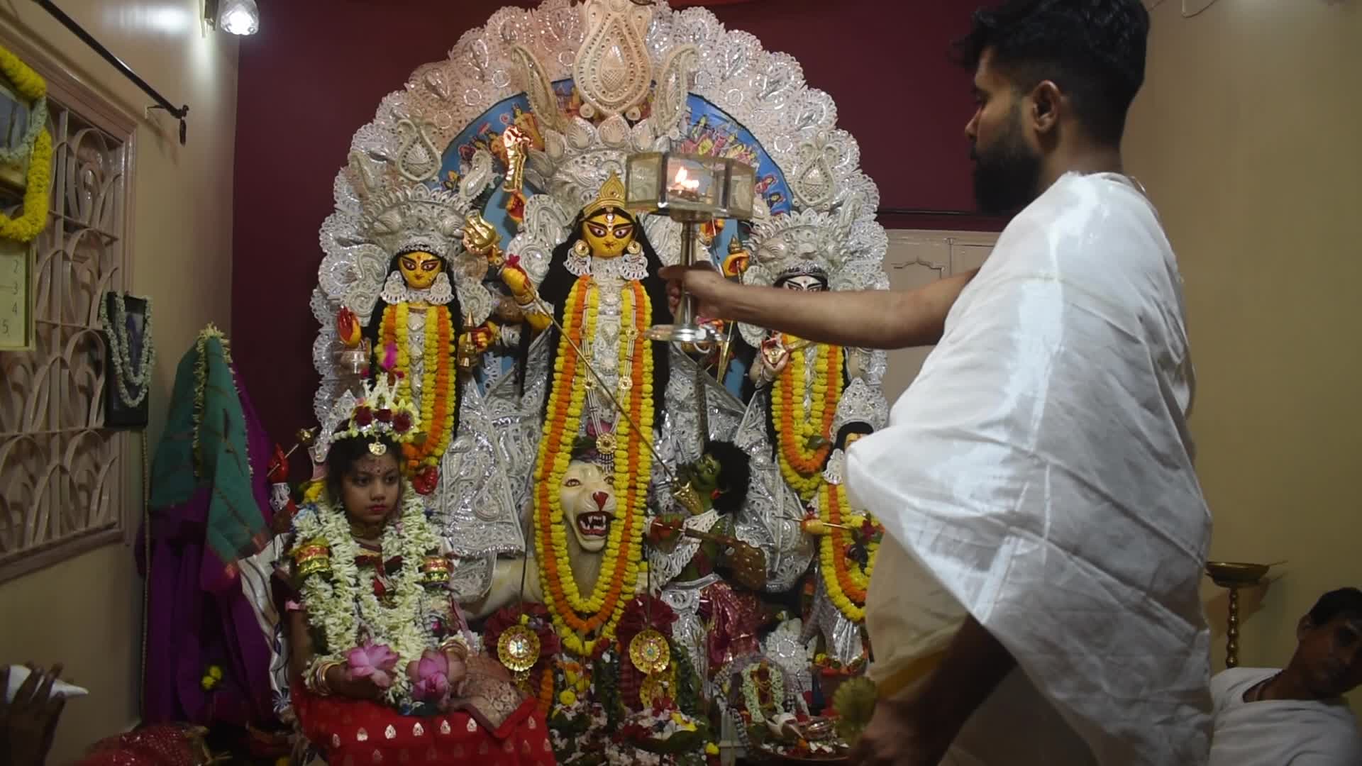 Kumari puja on the occasion of Durga puja festival in Kolkata, India