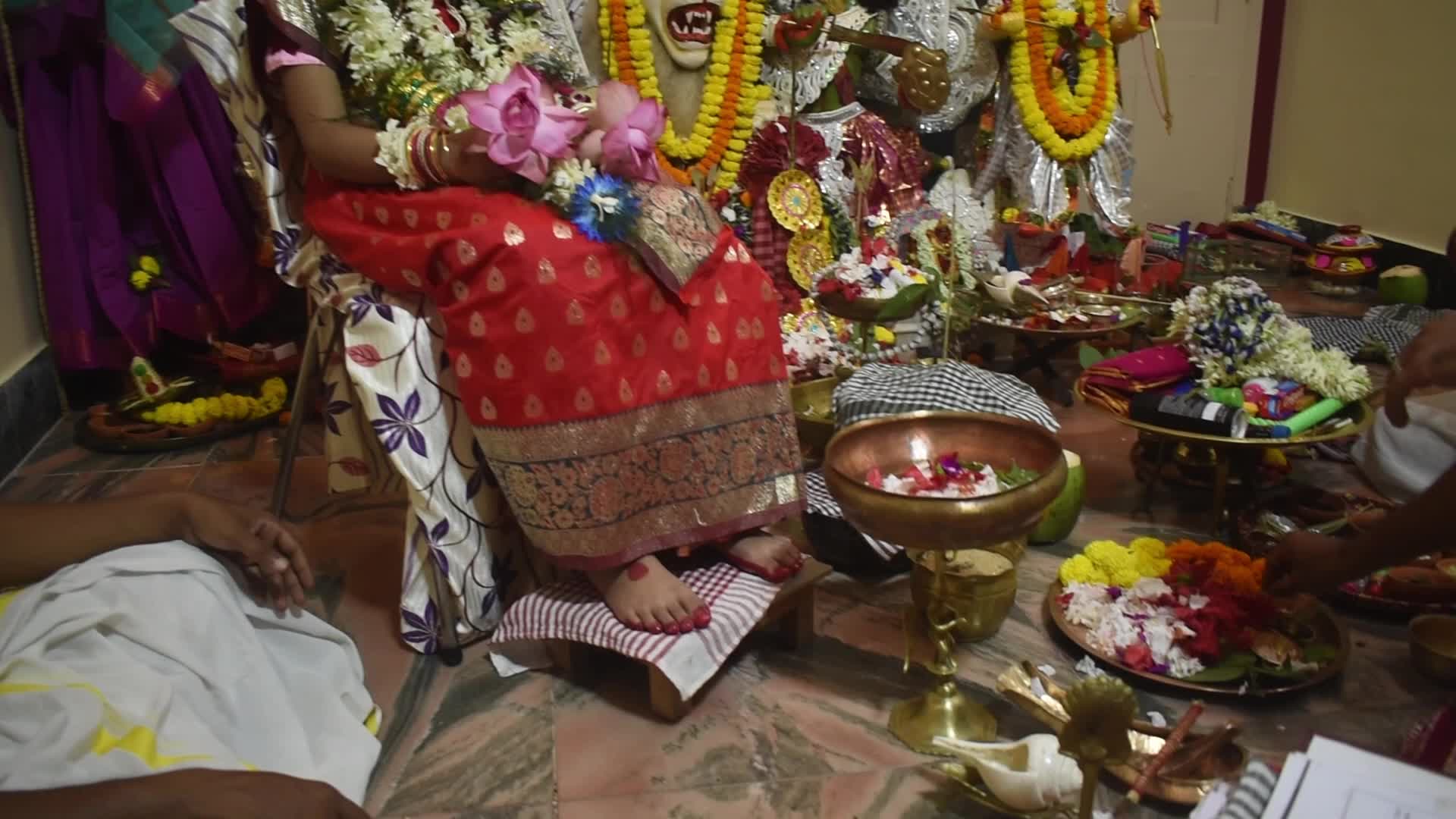Kumari puja on the occasion of Durga puja festival in Kolkata, India