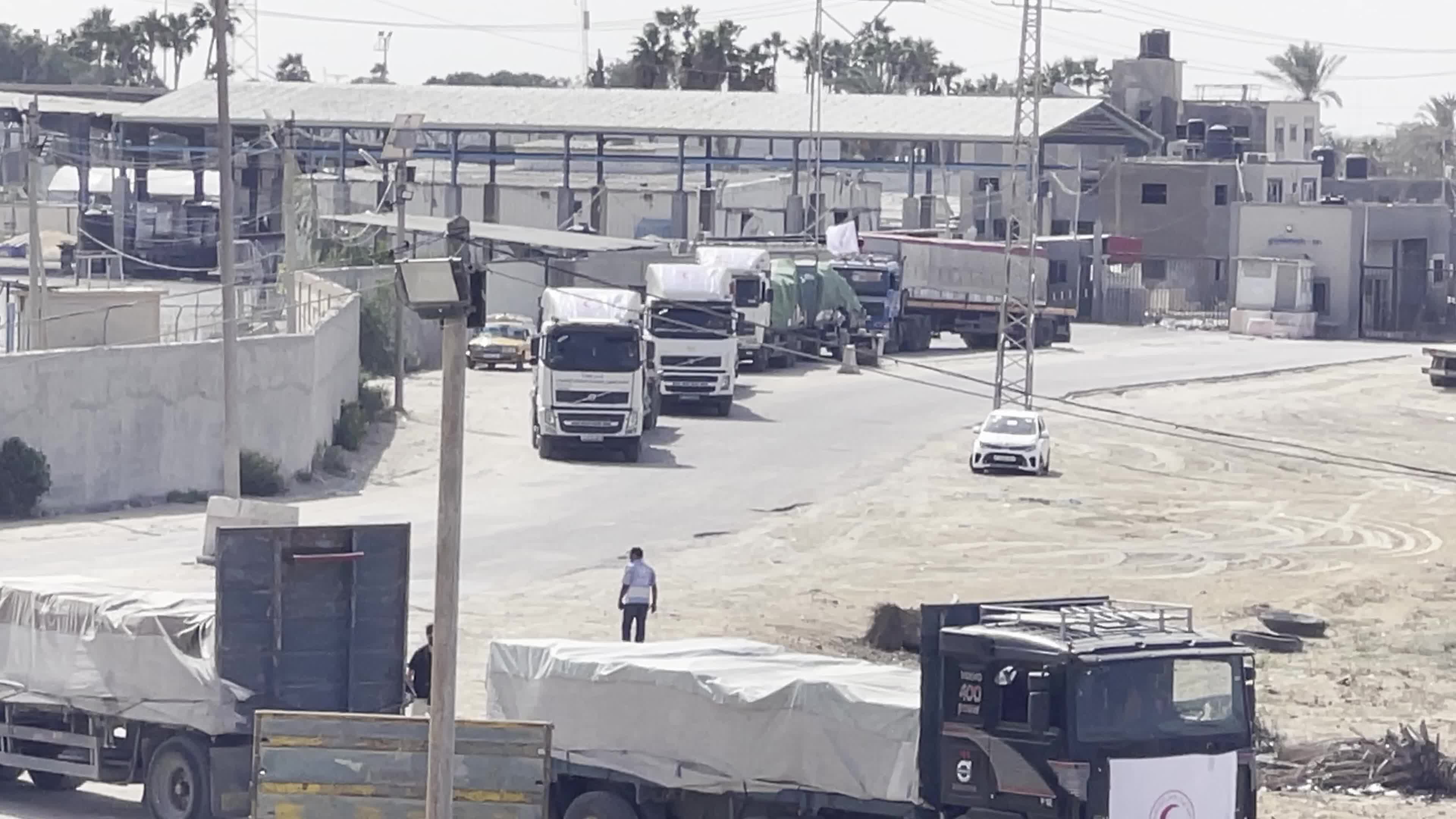 Humanitarian Aid Trucks Enter Gaza via Rafah