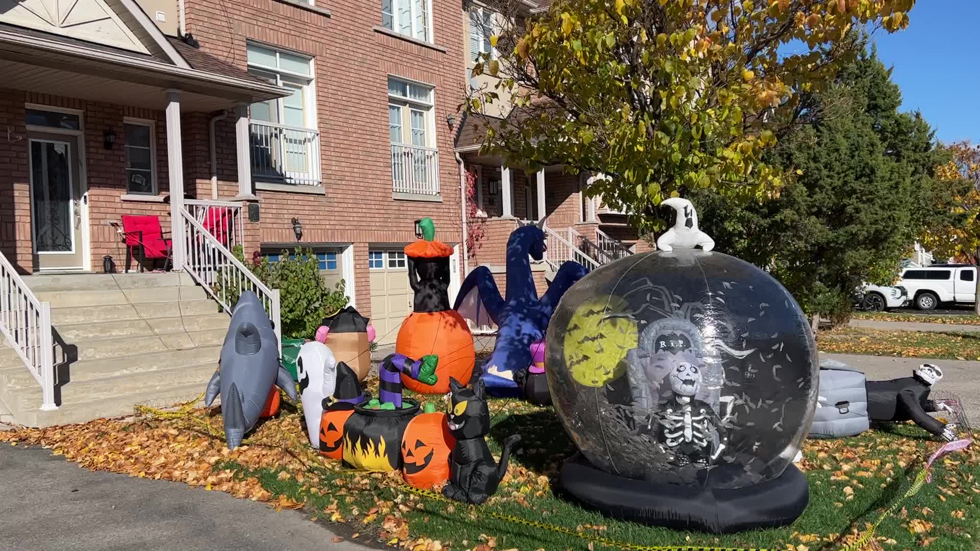 Houses decorated for Halloween in Canada