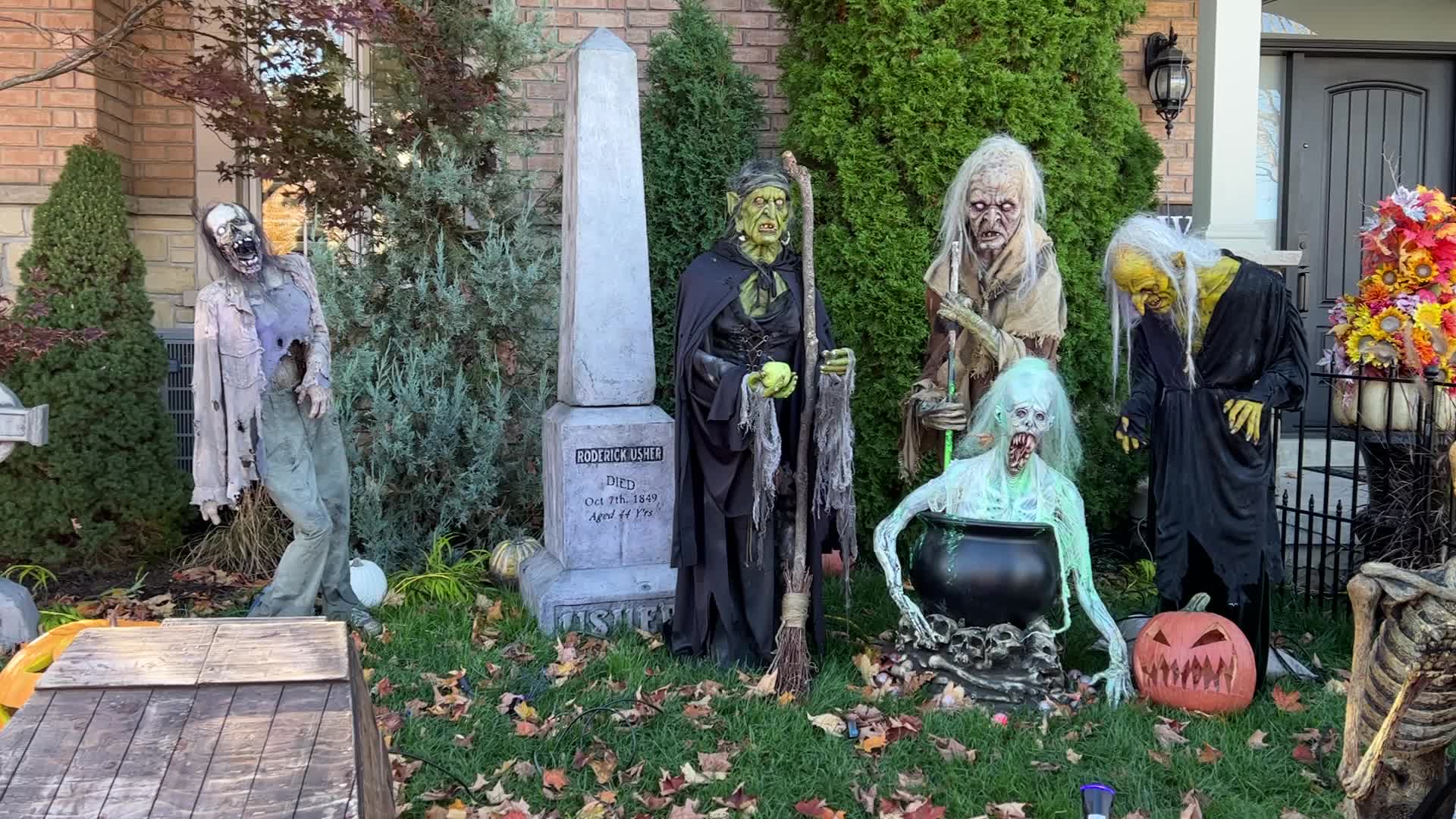 Houses decorated for Halloween in Canada