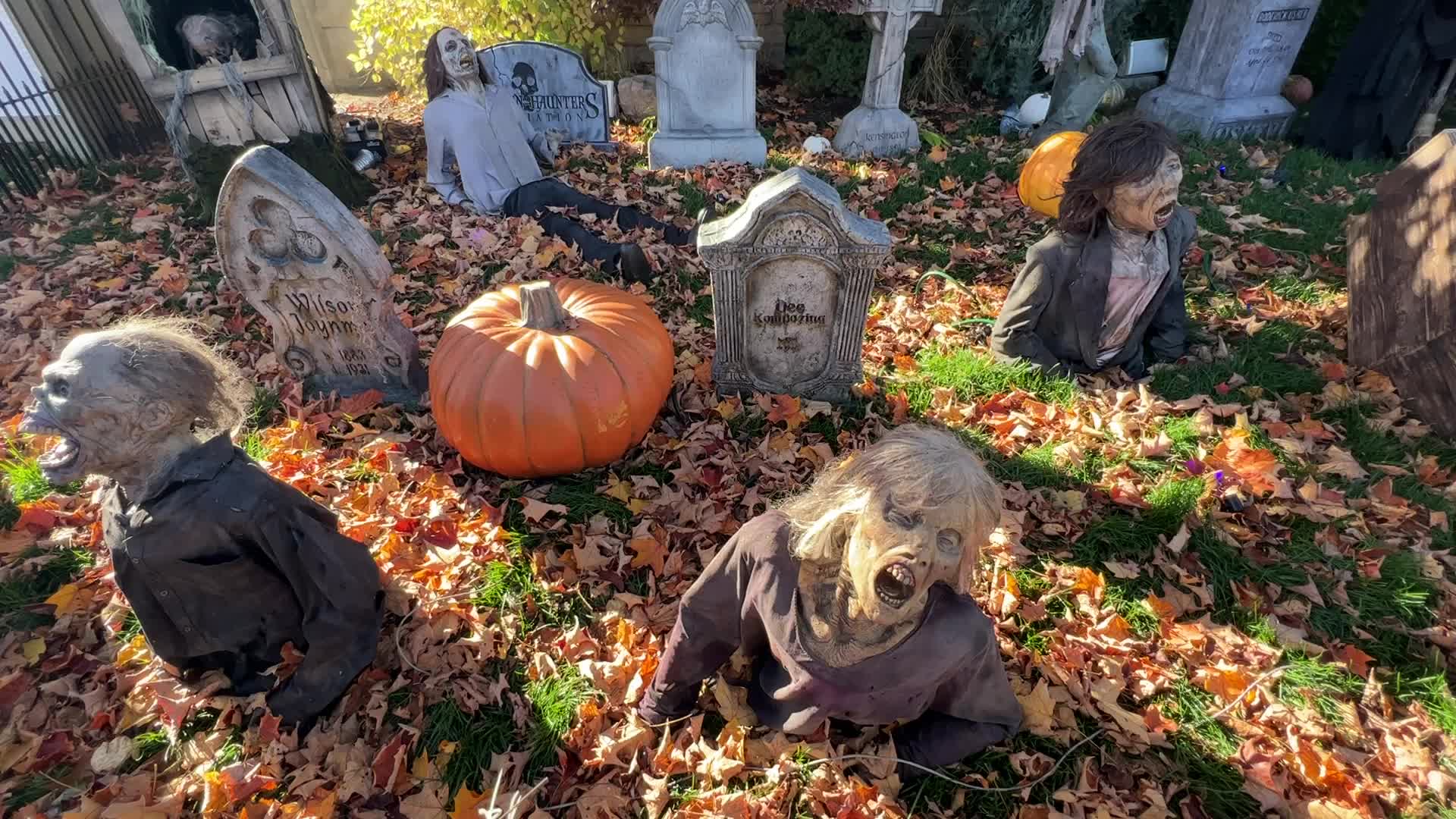 Houses decorated for Halloween in Canada