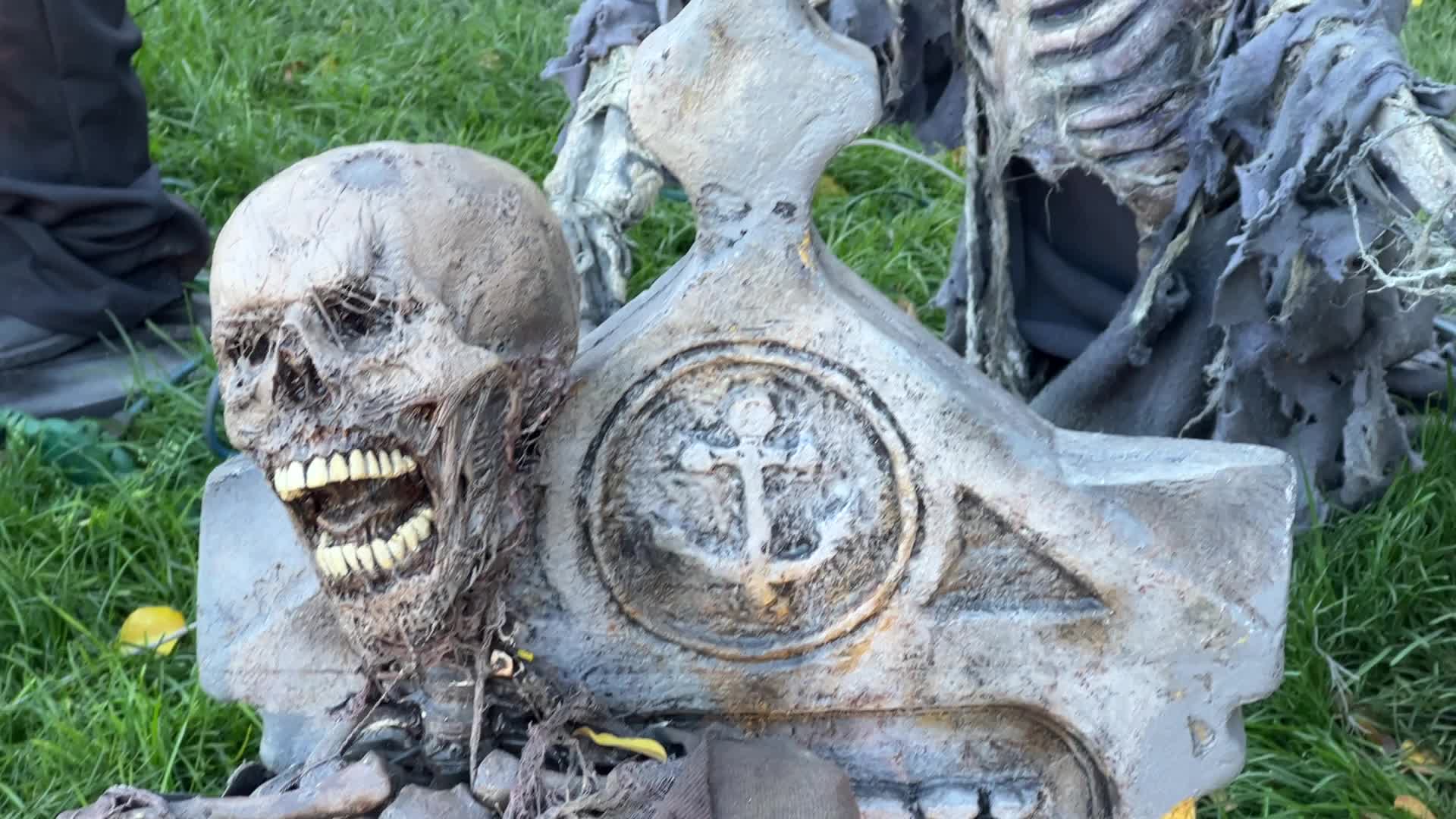 Houses decorated for Halloween in Canada